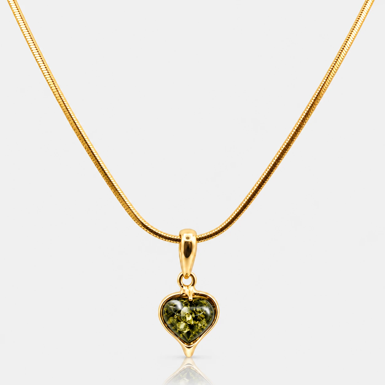 Amber heart necklace green