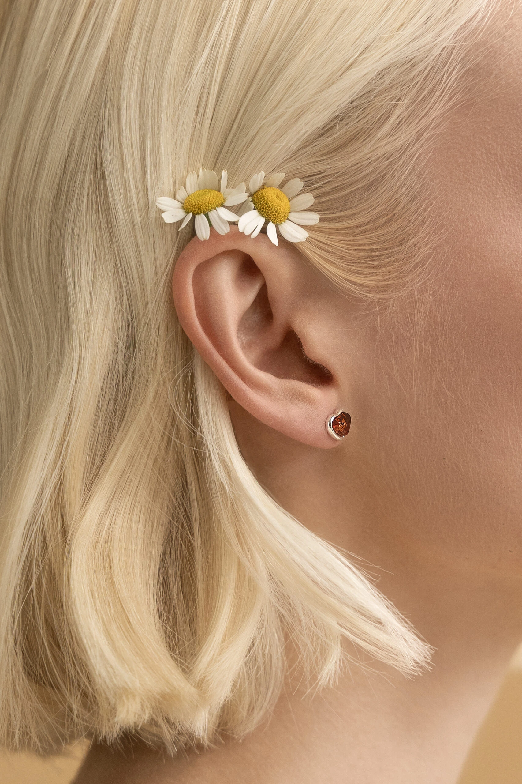 Amber heart earrings