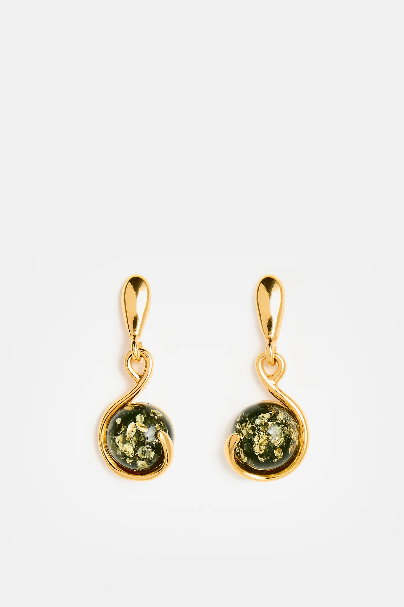 Thumbnail of Amore gold earrings with green amber