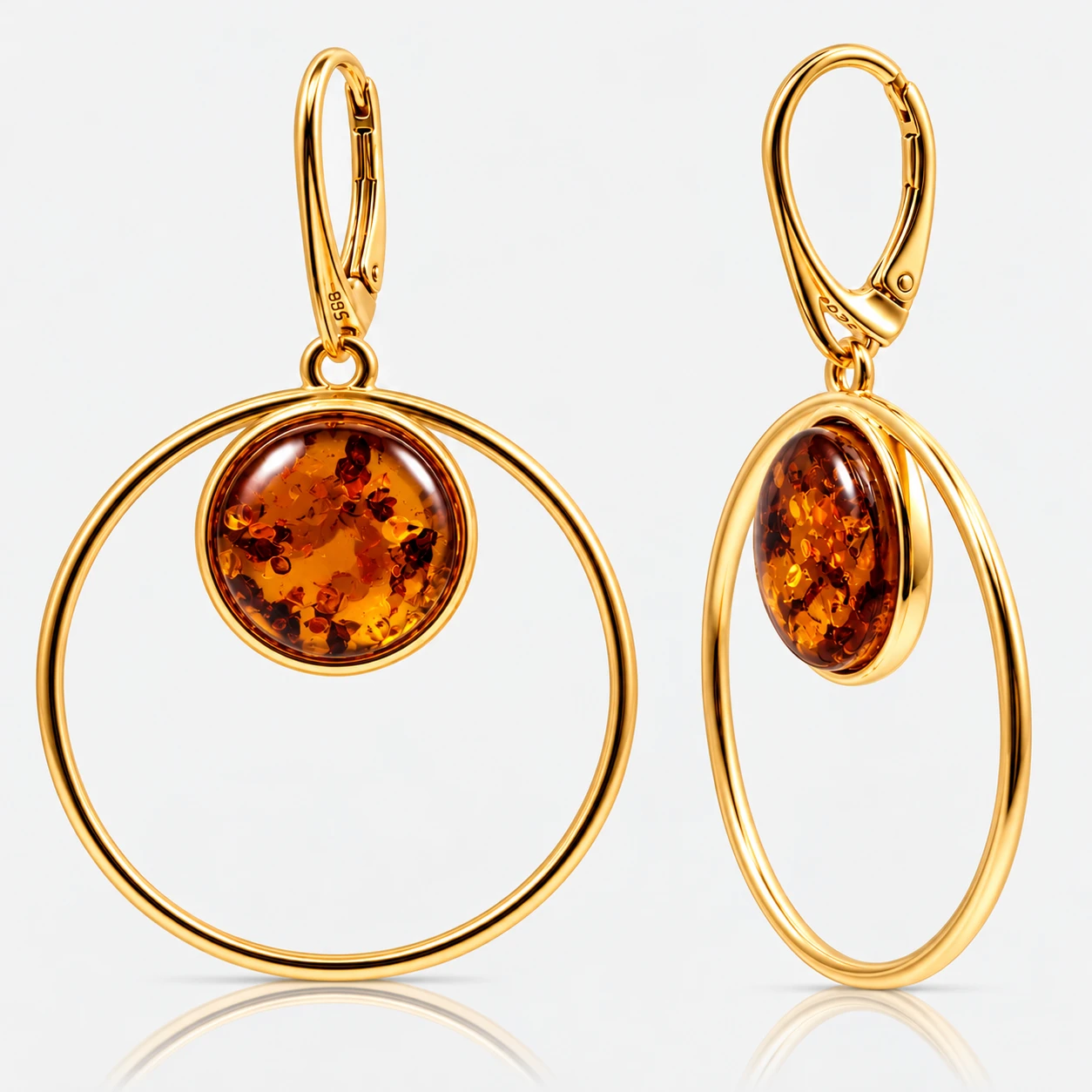 Amy earrings with cognac amber