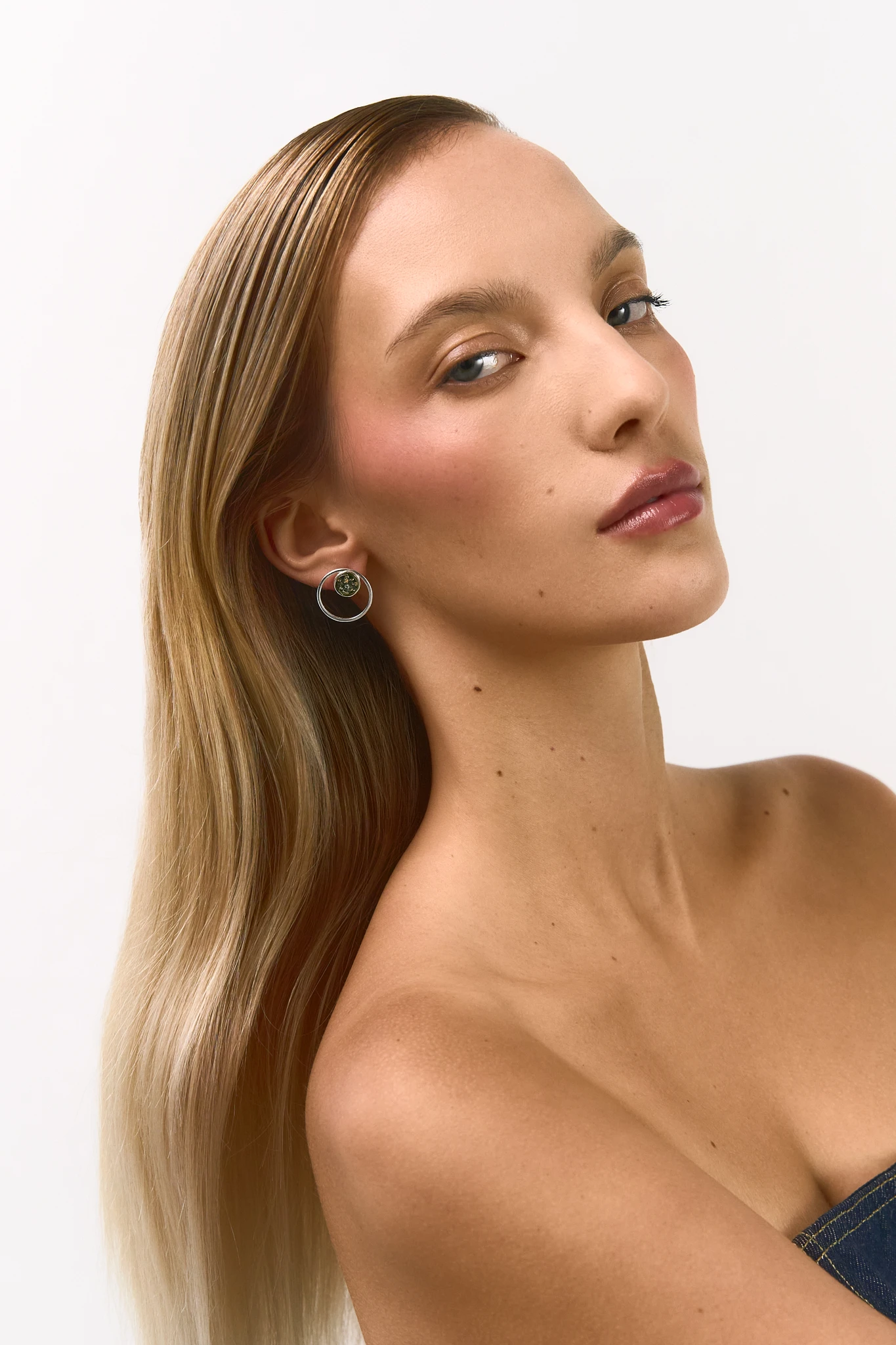 Amy stud earrings with green amber