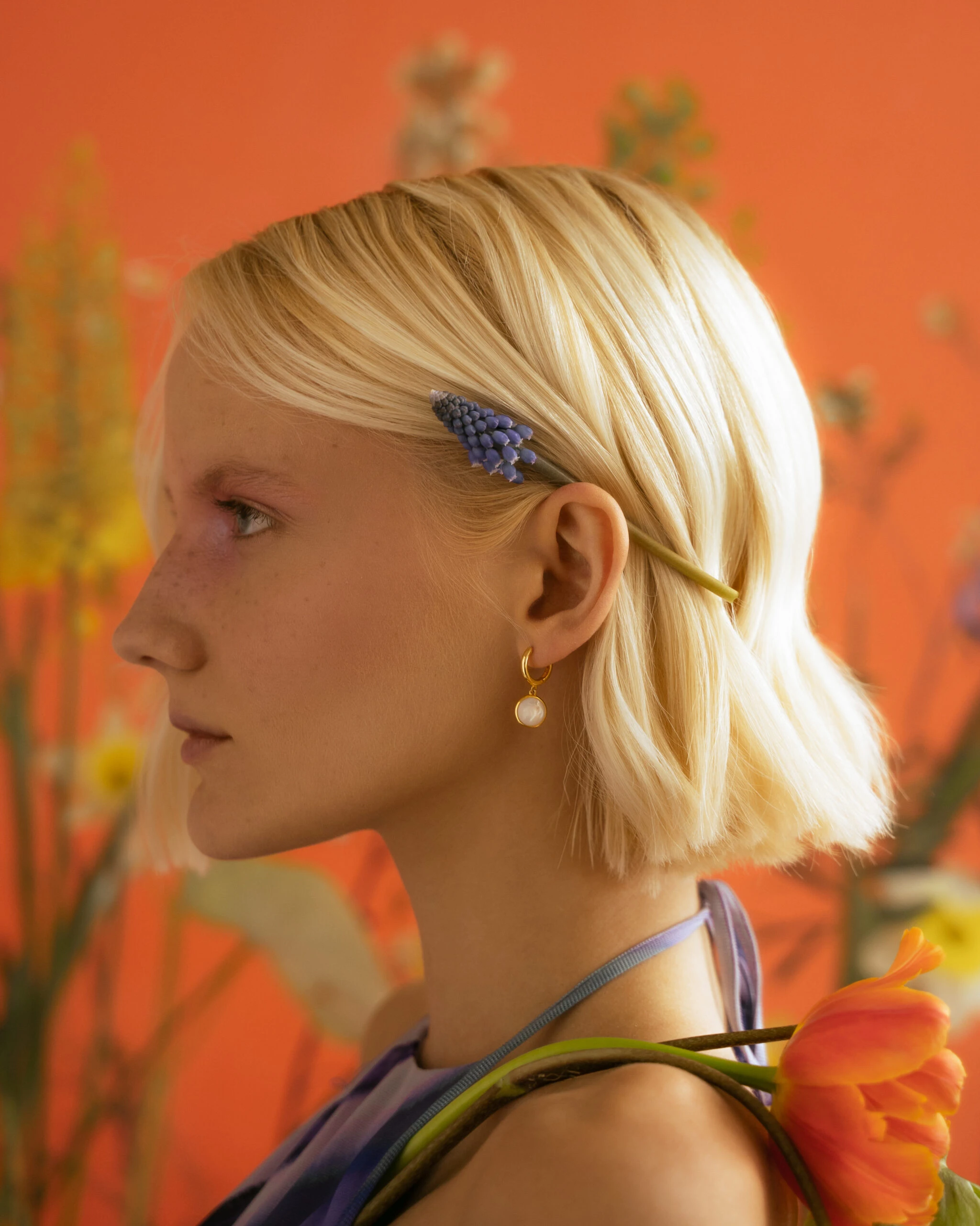 Thumbnail of Astra gold earrings with mother of pearl