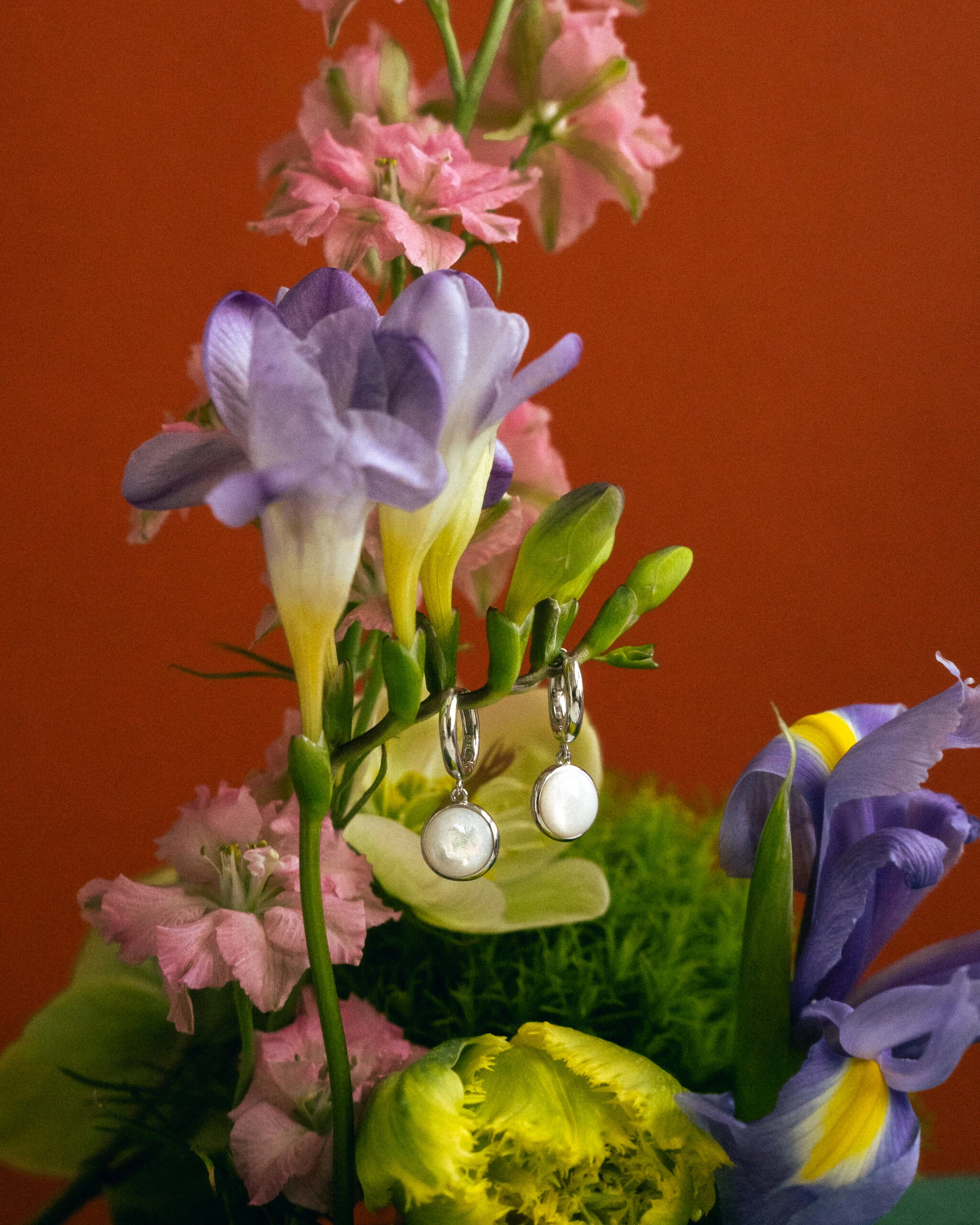 Thumbnail of Astra silver earrings with mother of pearl