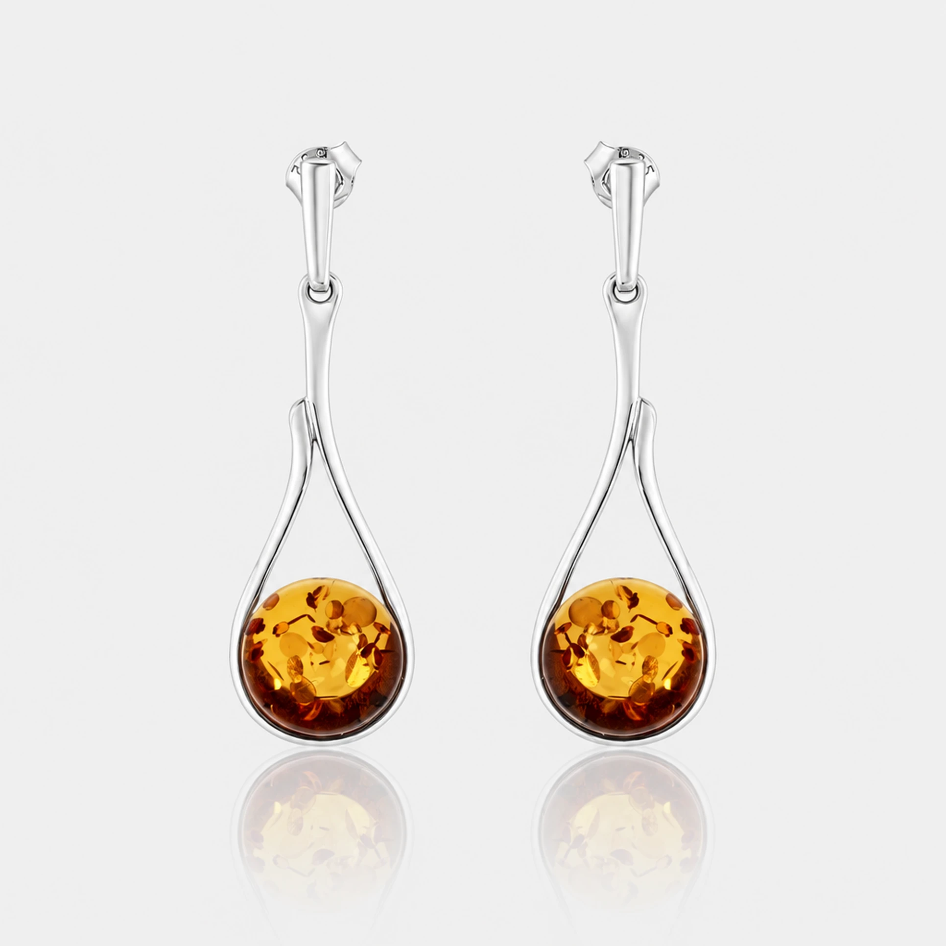 Aurora silver earrings, Silver, Amber, Amber earrings