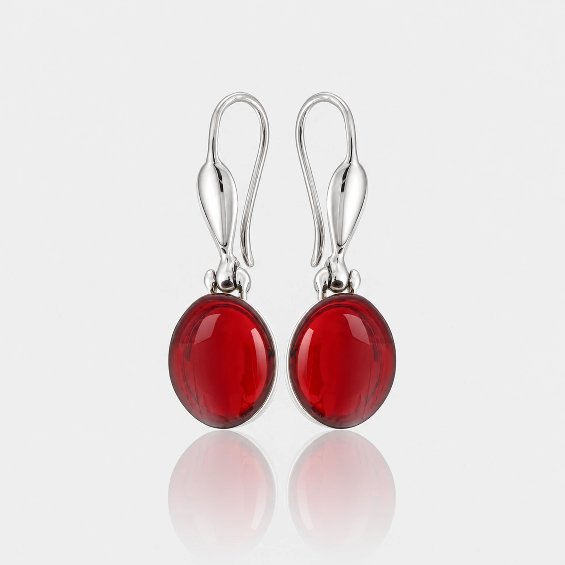 Carmen silver earrings with red amber, Silver, Amber, Amber earrings