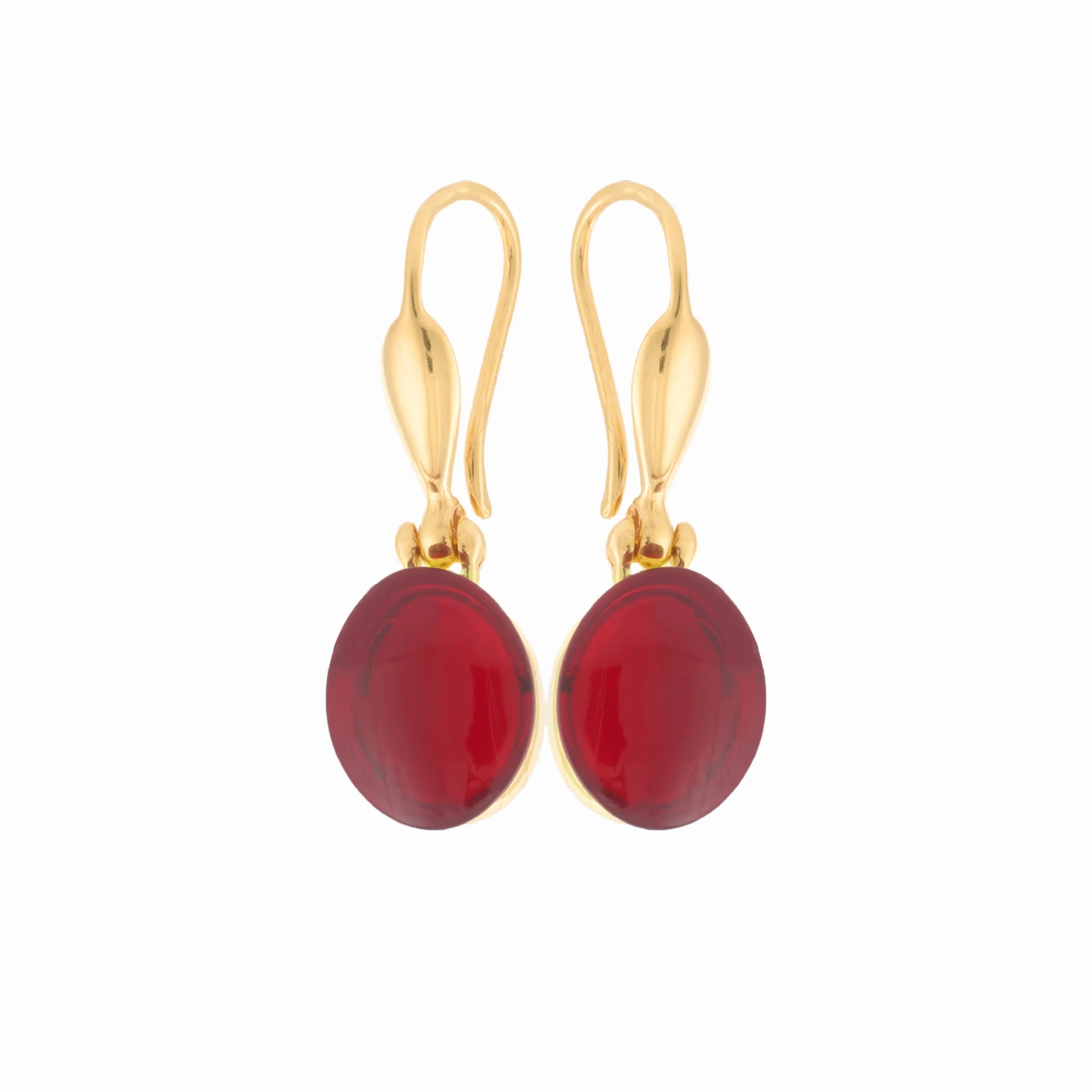 Miniatyrbild av Carmen örhängen i guld med röd bärnsten