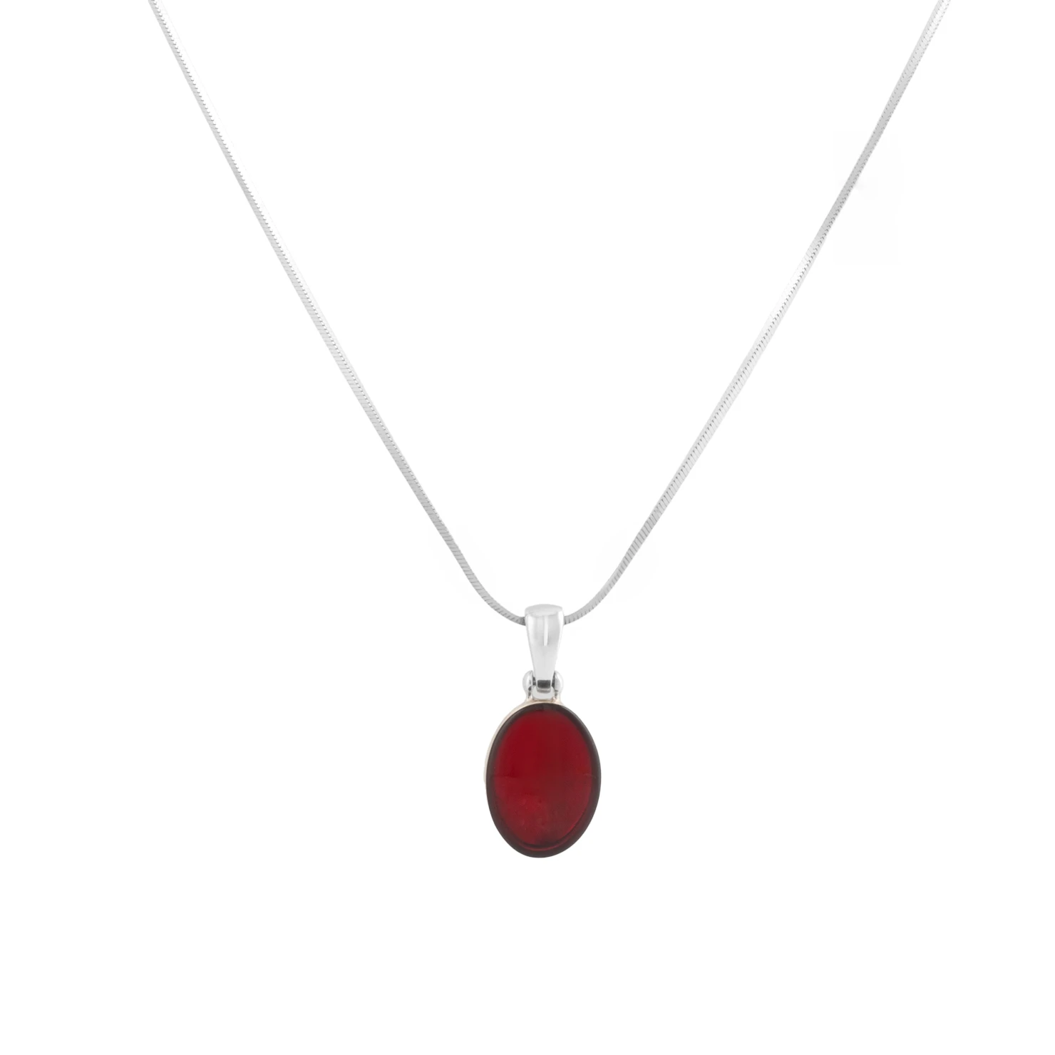 Carmen silver necklace with red amber