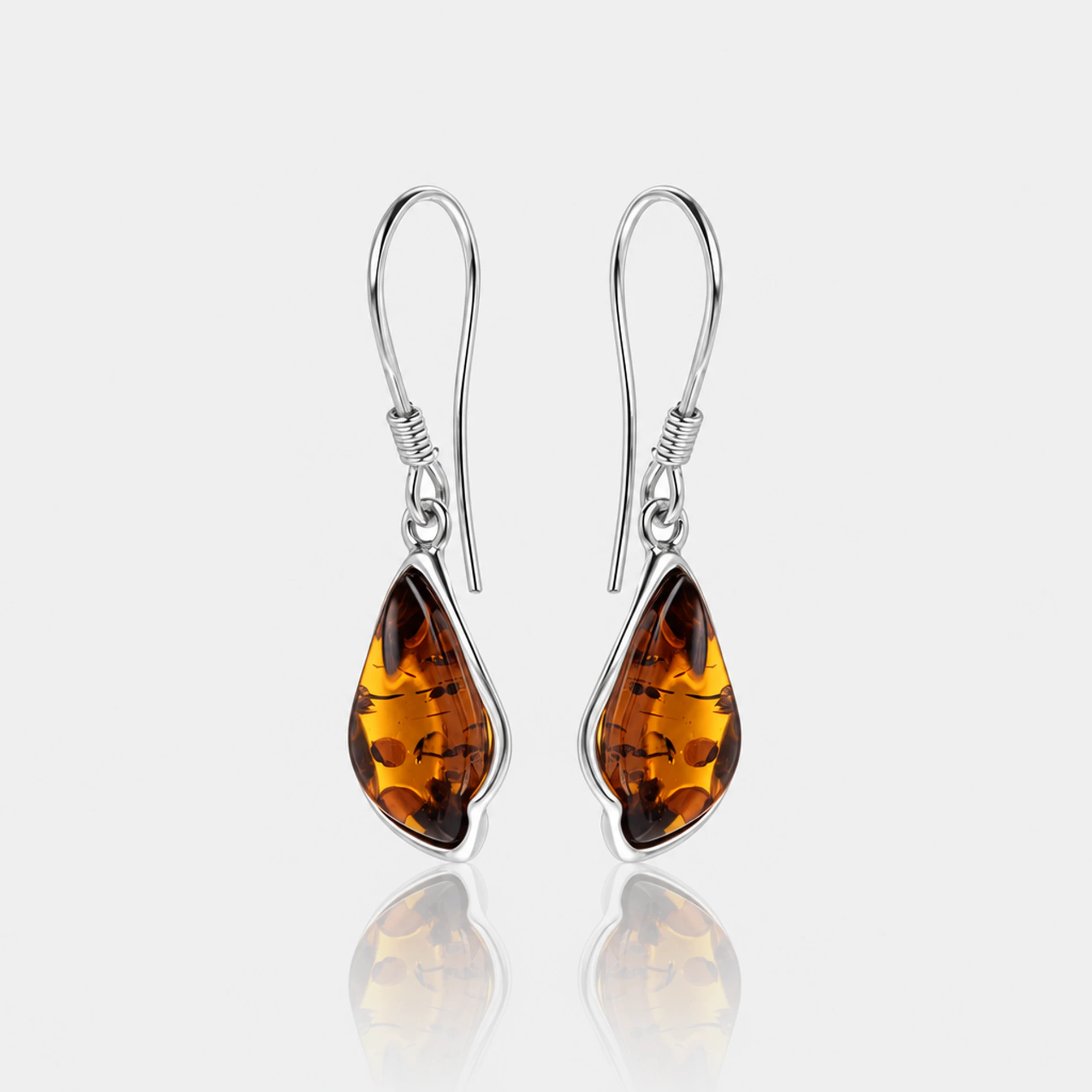 Celine earrings in silver with amber, Silver, Amber, Amber earrings