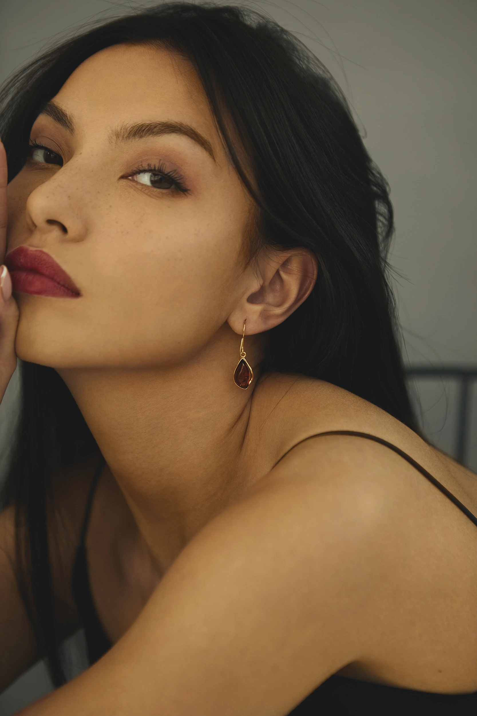 Celine earrings in gold with amber