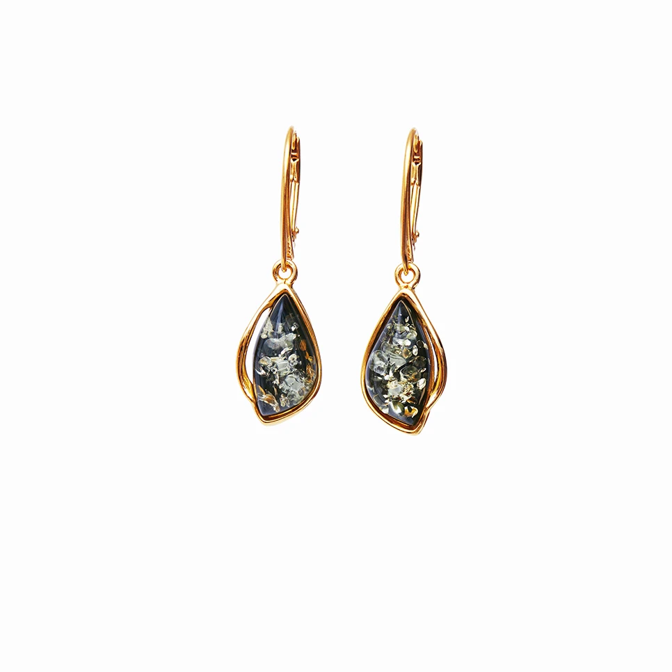 Thumbnail of Celine earrings in gold with green amber