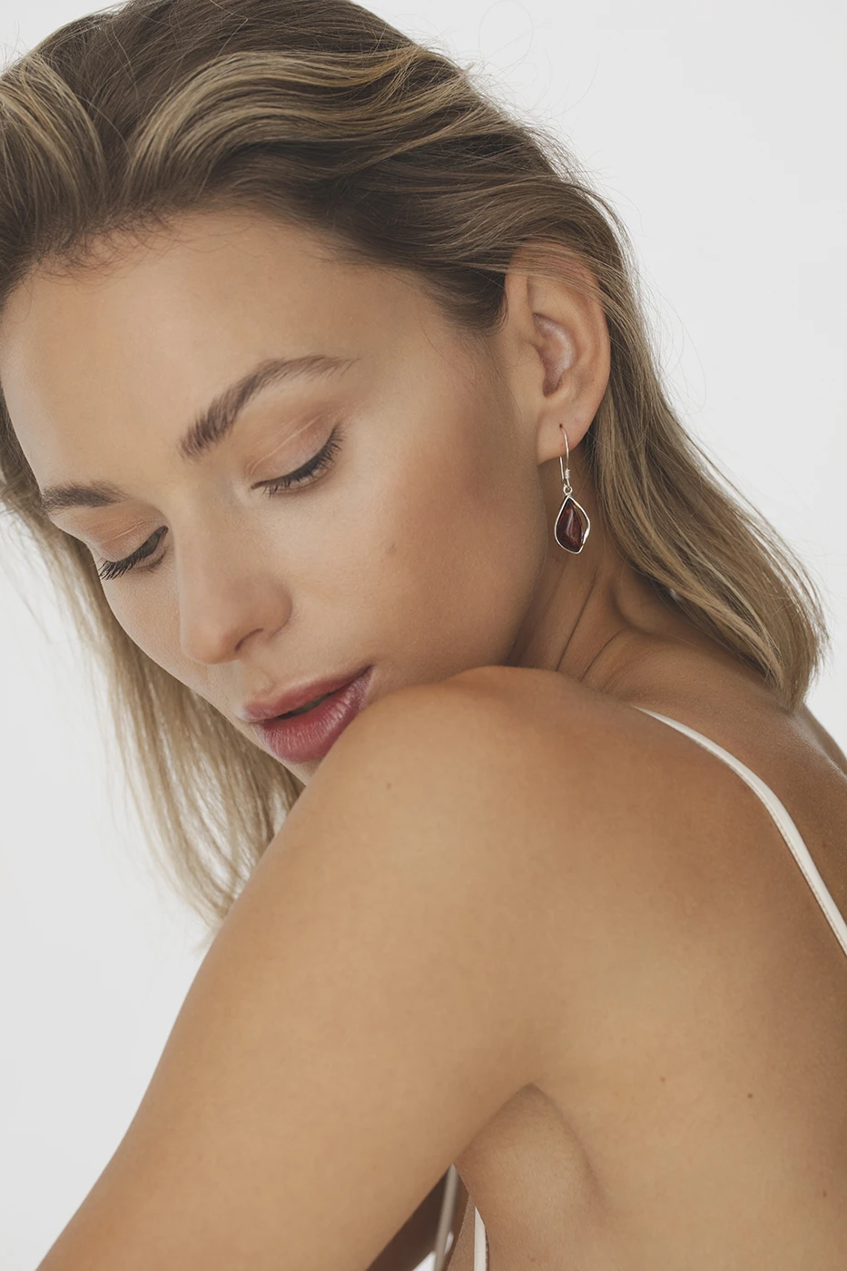 Celine earrings in silver with amber