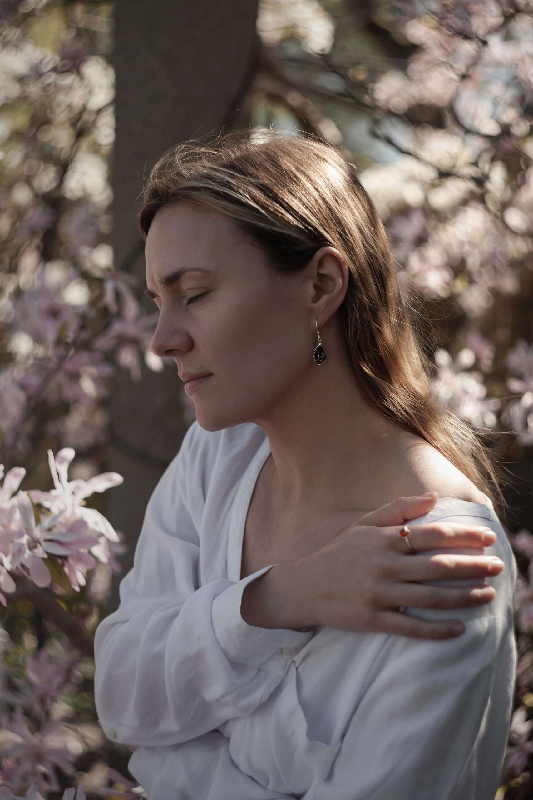 Thumbnail of Celine earrings in silver with green amber