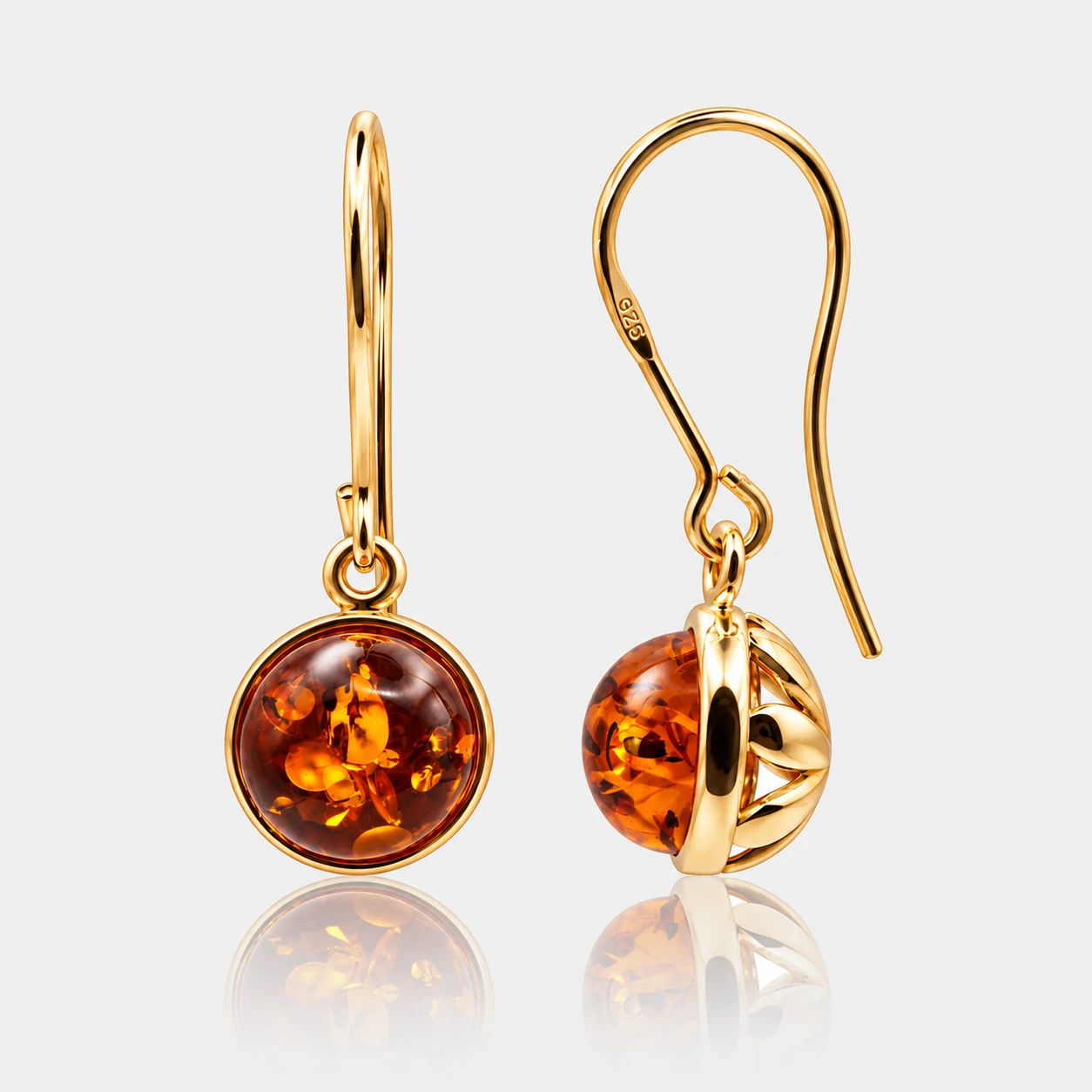 Chloe guldøreringe med cognac amber