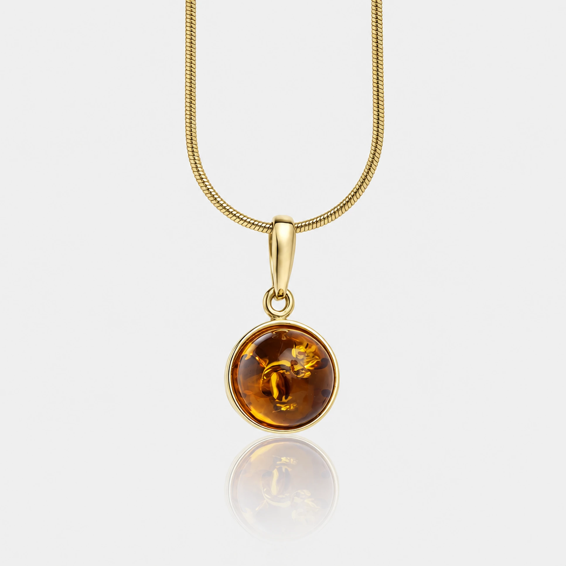 Chloe gold necklace with cognac amber, Gold-plated, Amber, Amber necklaces