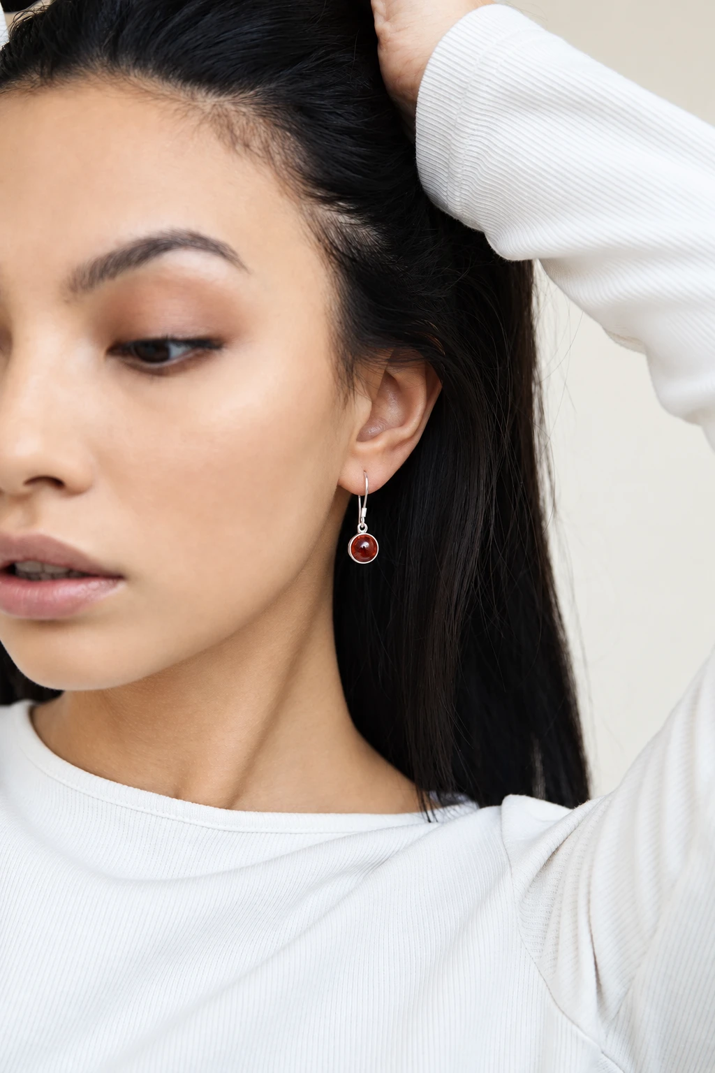 Chloe silver earrings with cognac amber, Silver, Amber, Amber earrings