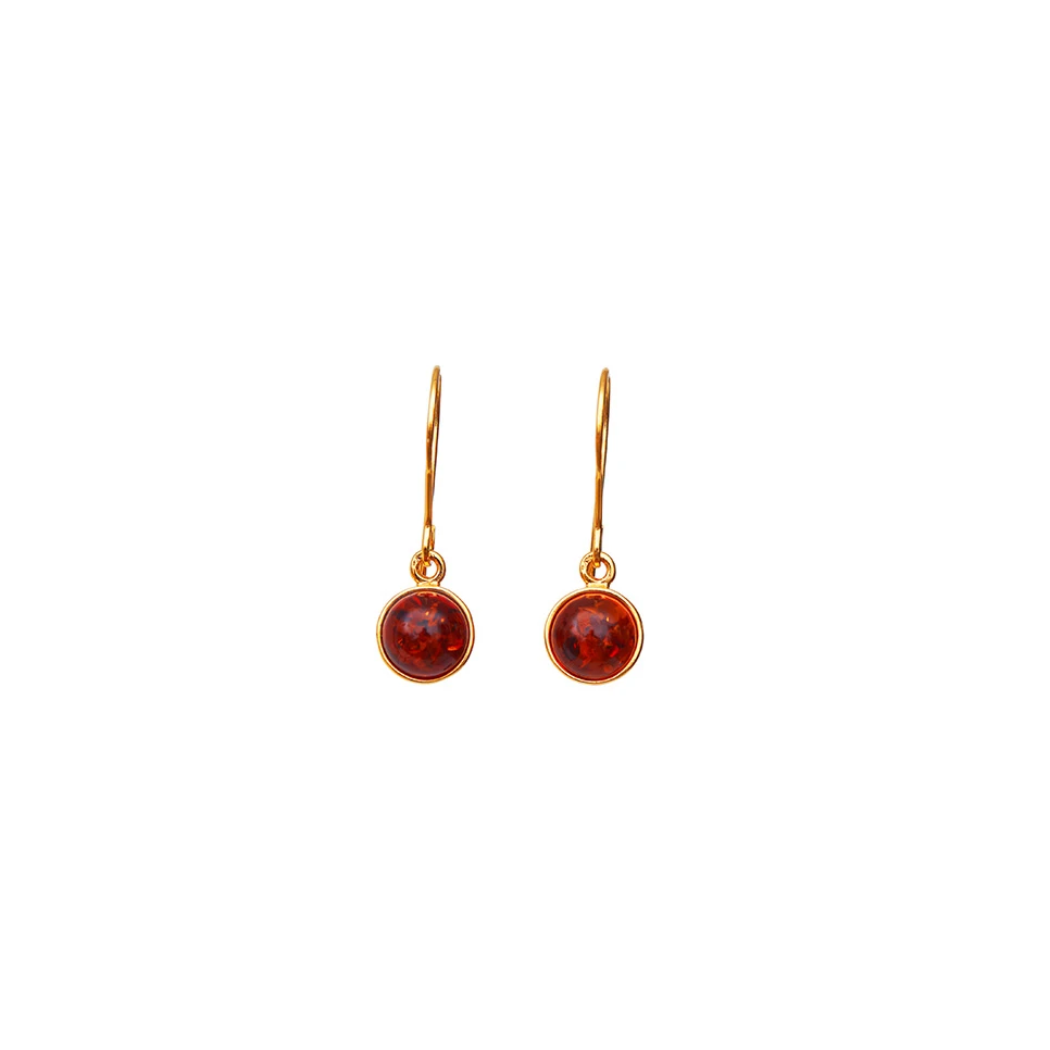 Thumbnail of Chloe gold earrings with cognac amber