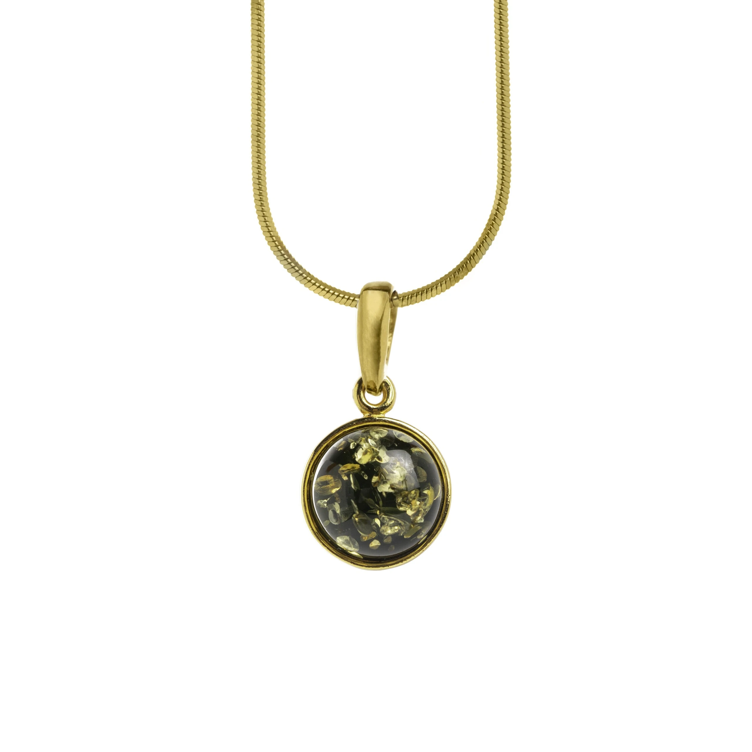 Thumbnail of Chloe gold necklace with green amber