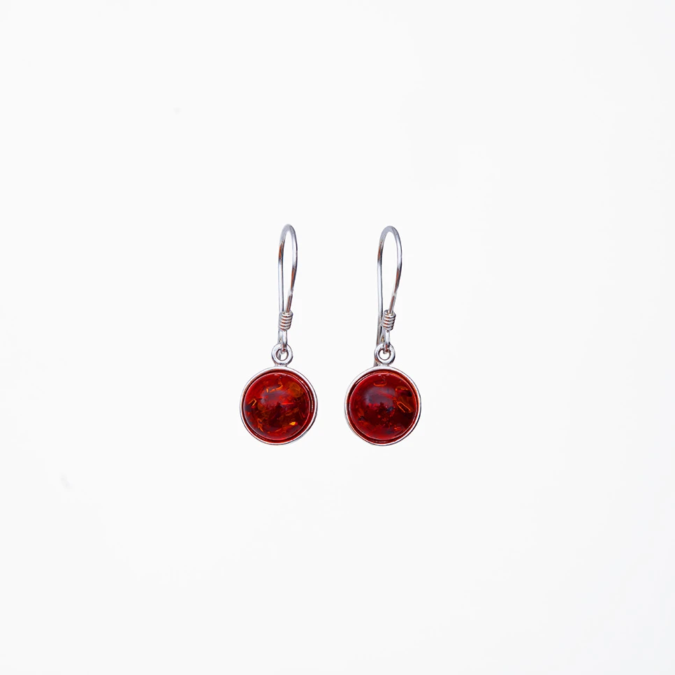 Thumbnail of Chloe silver earrings with cognac amber