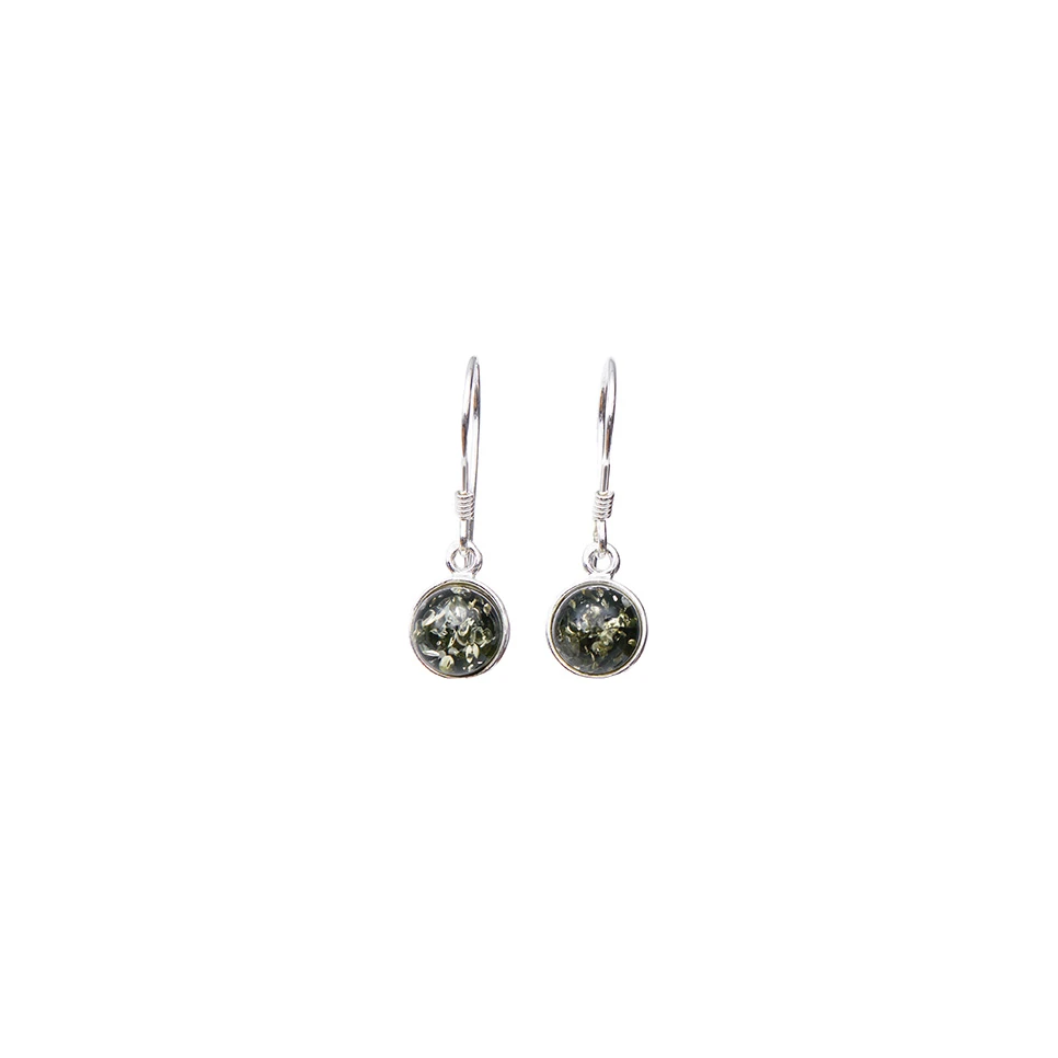 Chloe silver earrings with green amber