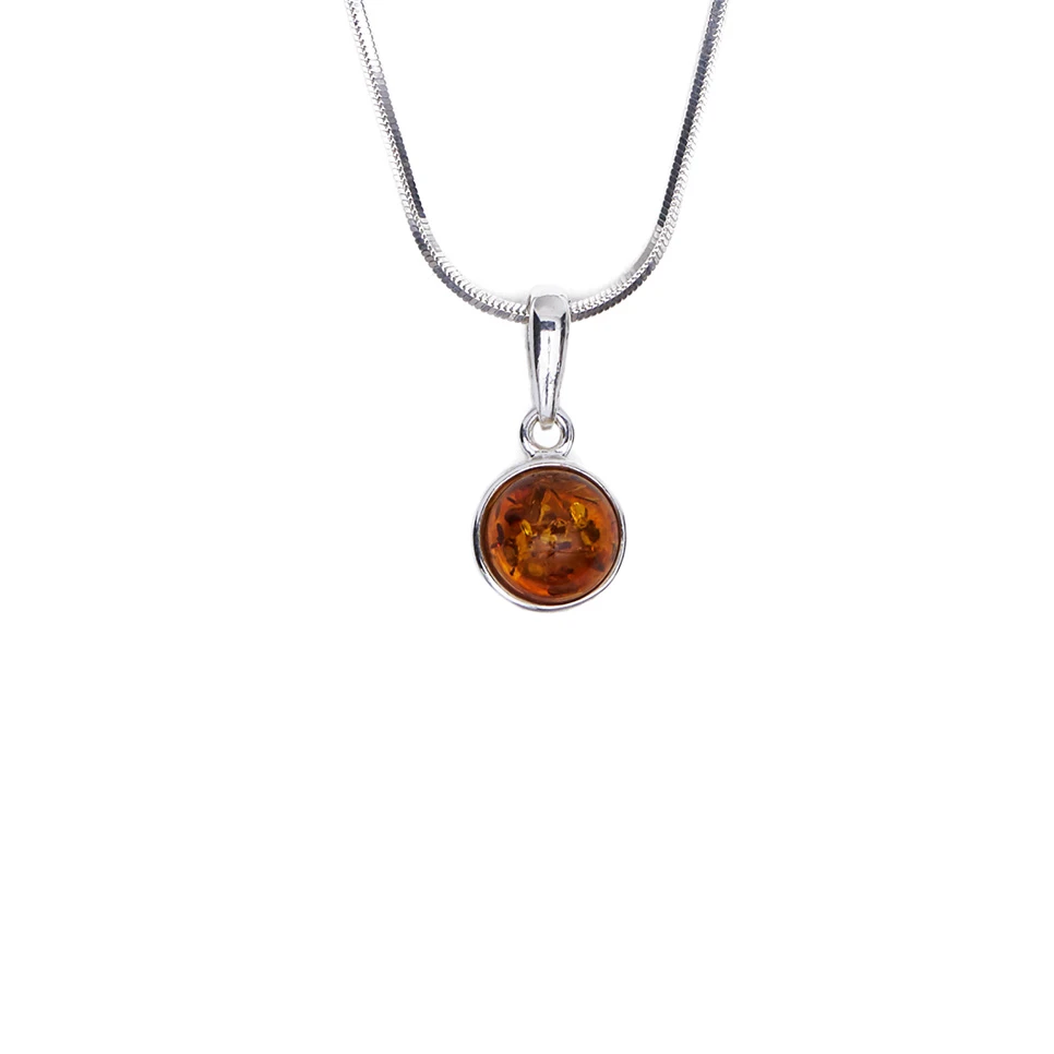 Thumbnail of Chloe silver necklace with cognac amber