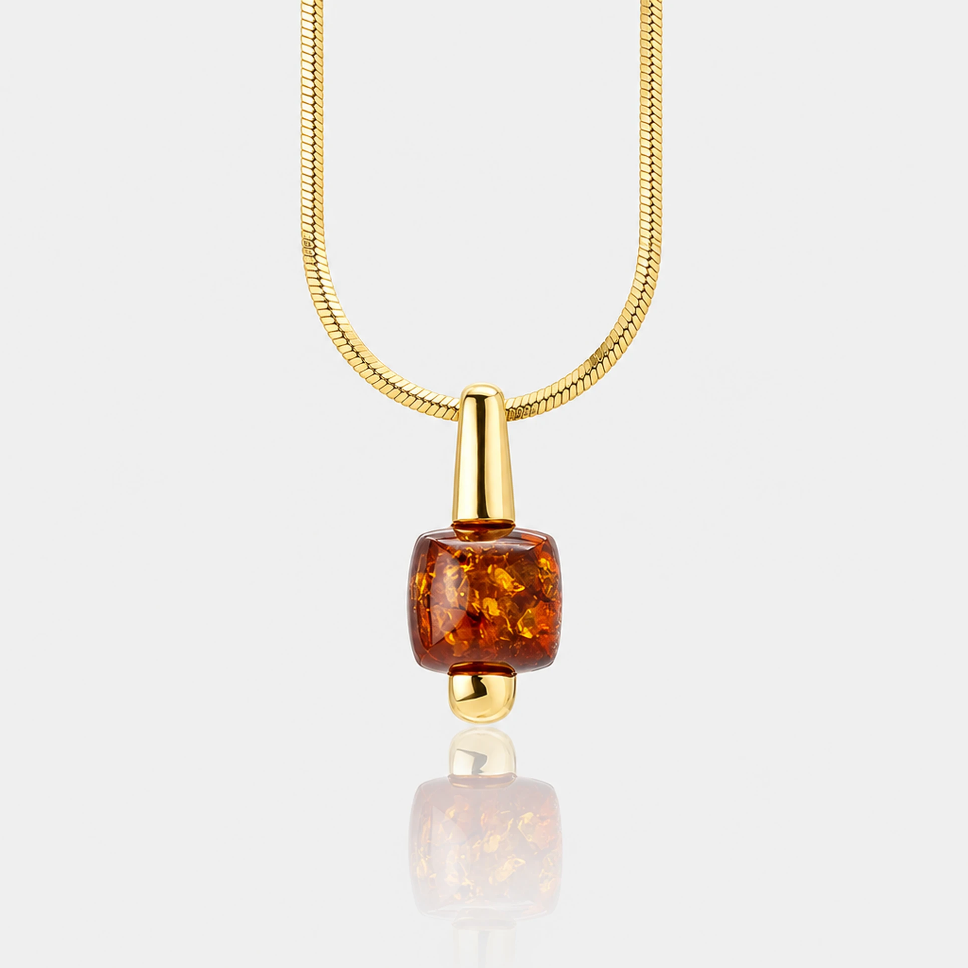 Cornelia necklace with cognac amber, Gold-plated, Amber, Amber necklaces
