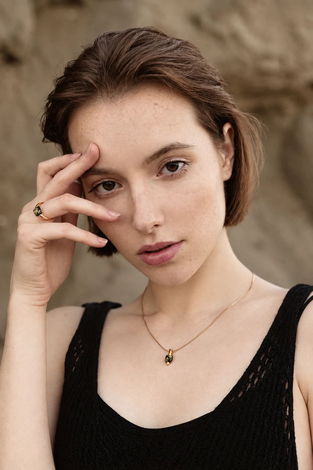 Cornelia necklace with green amber, Gold-plated, Amber, Amber necklaces