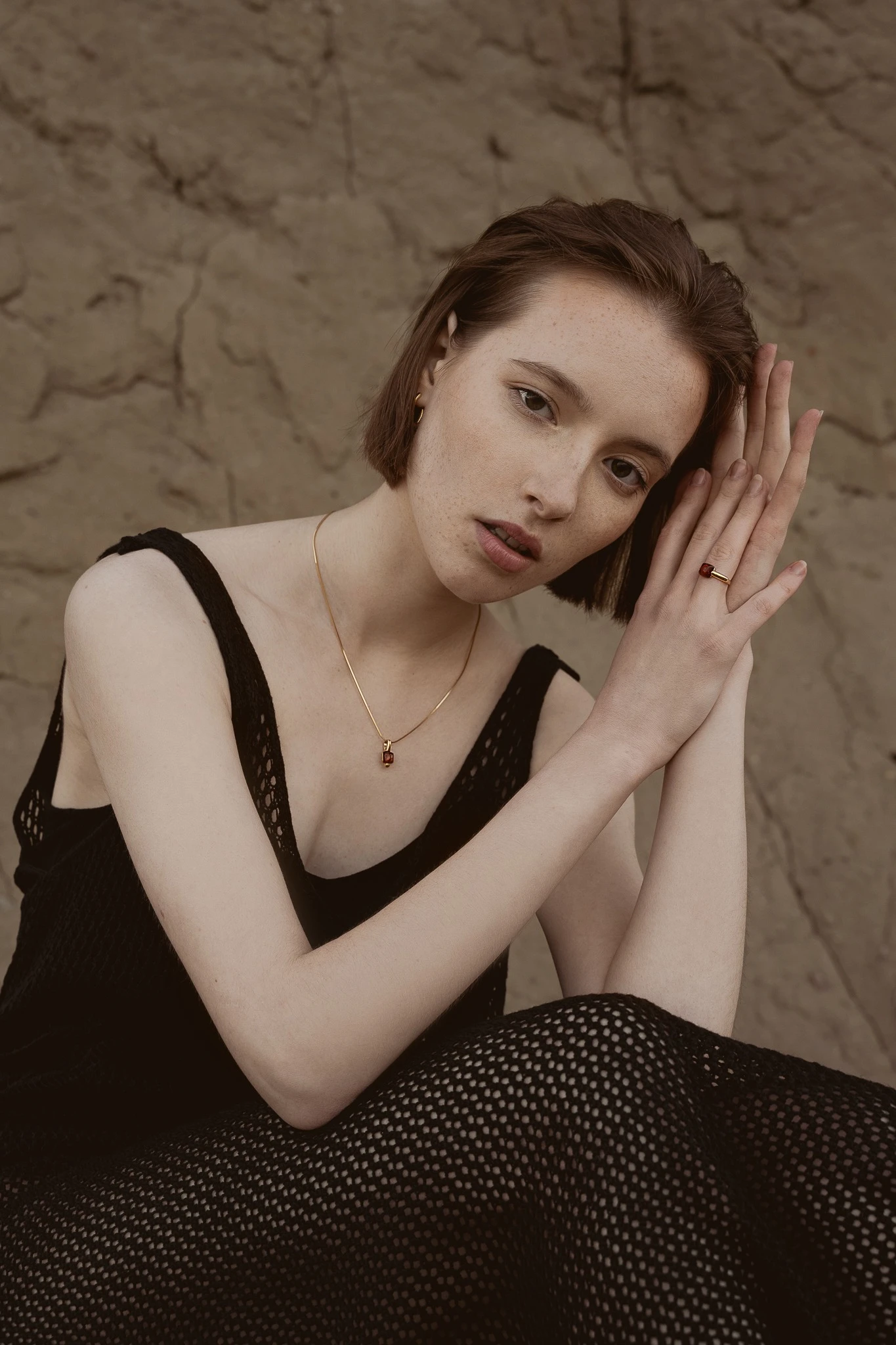 Thumbnail of Cornelia necklace with cognac amber