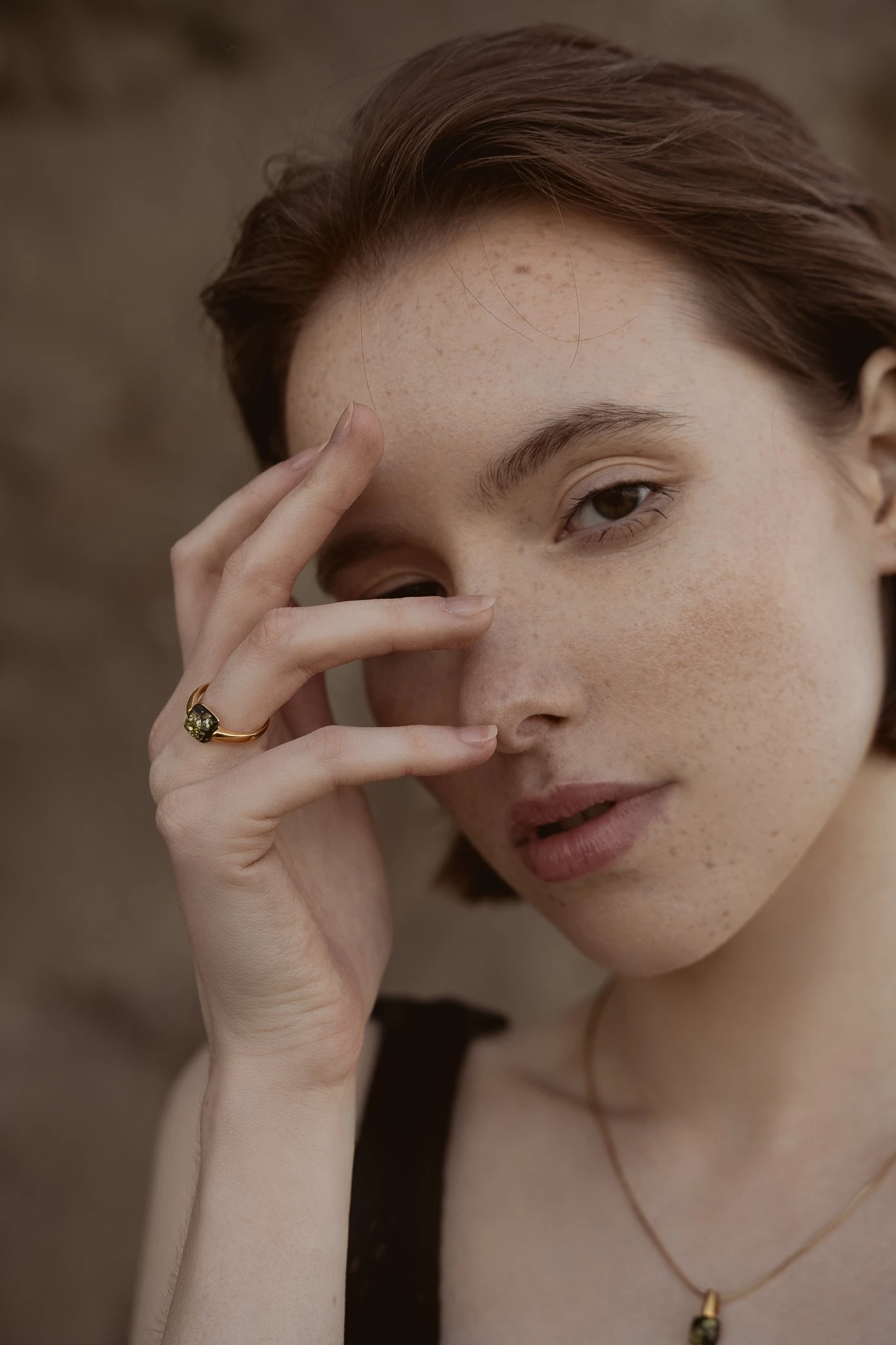 Thumbnail of Cornelia ring with green amber