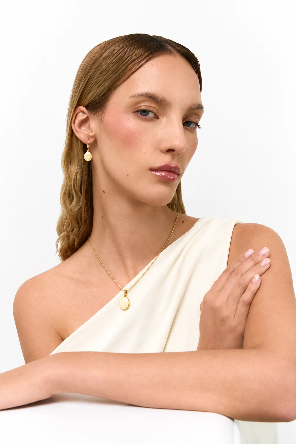 Crème gold necklace, Gold-plated, Amber, Amber necklaces