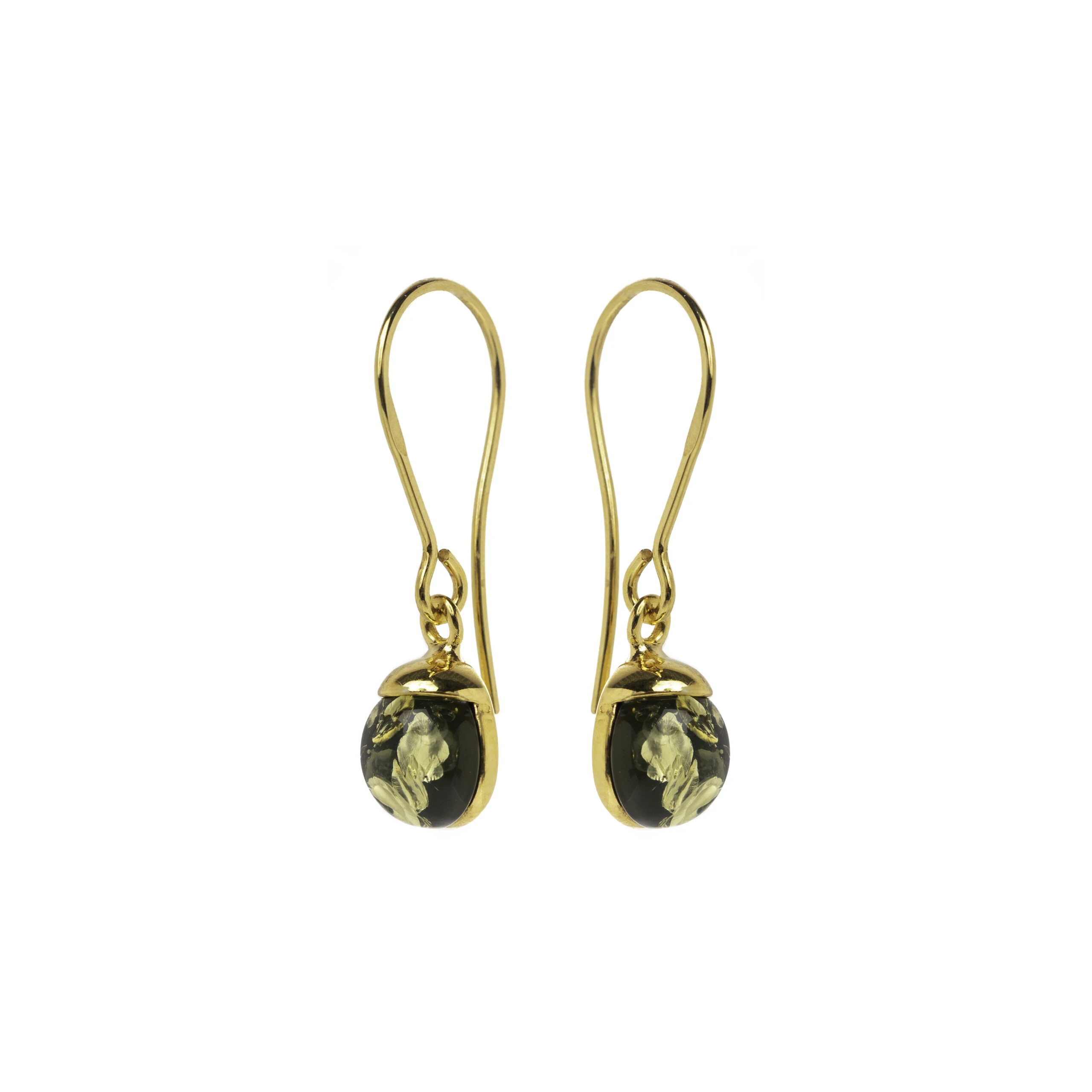 Diana gold earrings with green amber