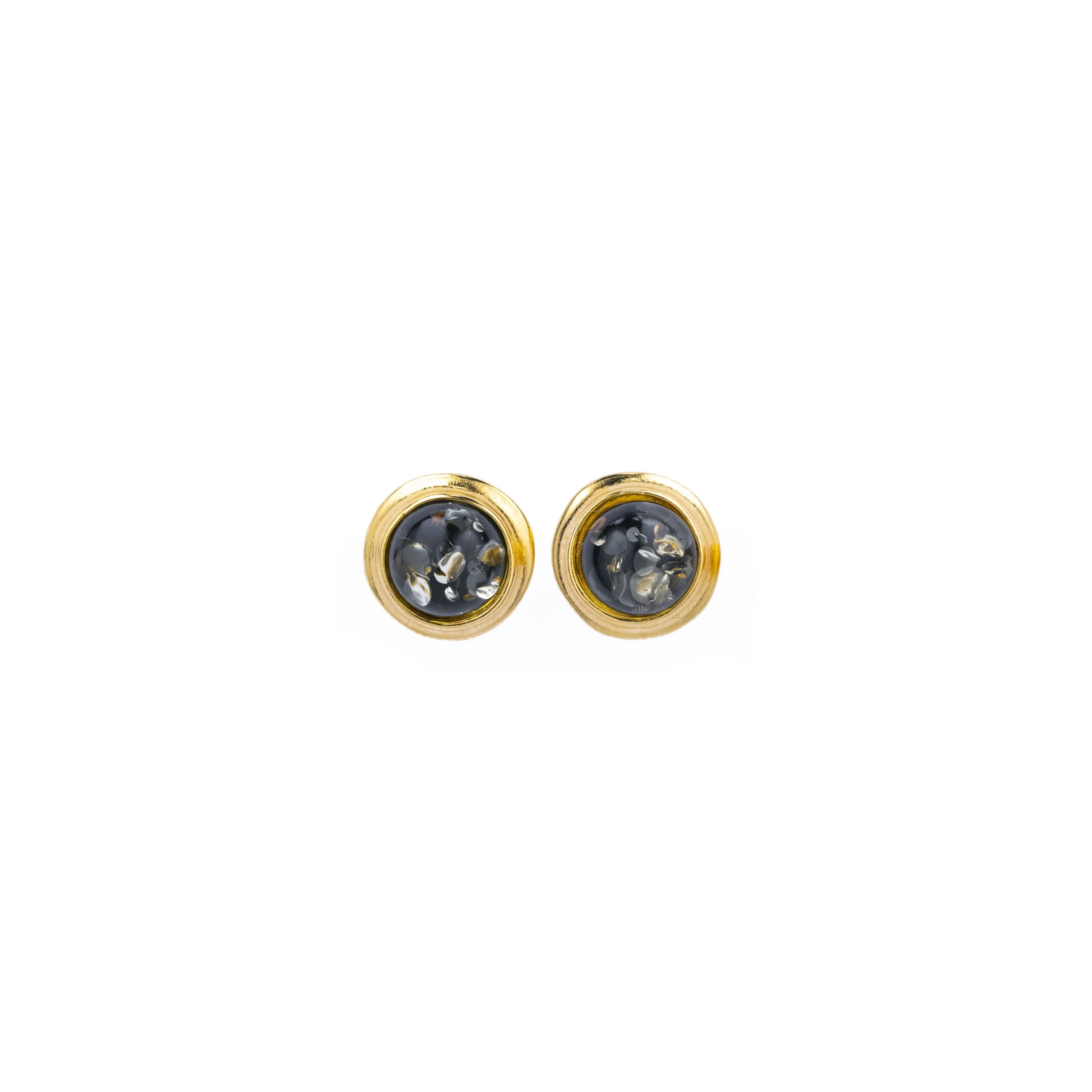 Thumbnail of Dot studs with green amber