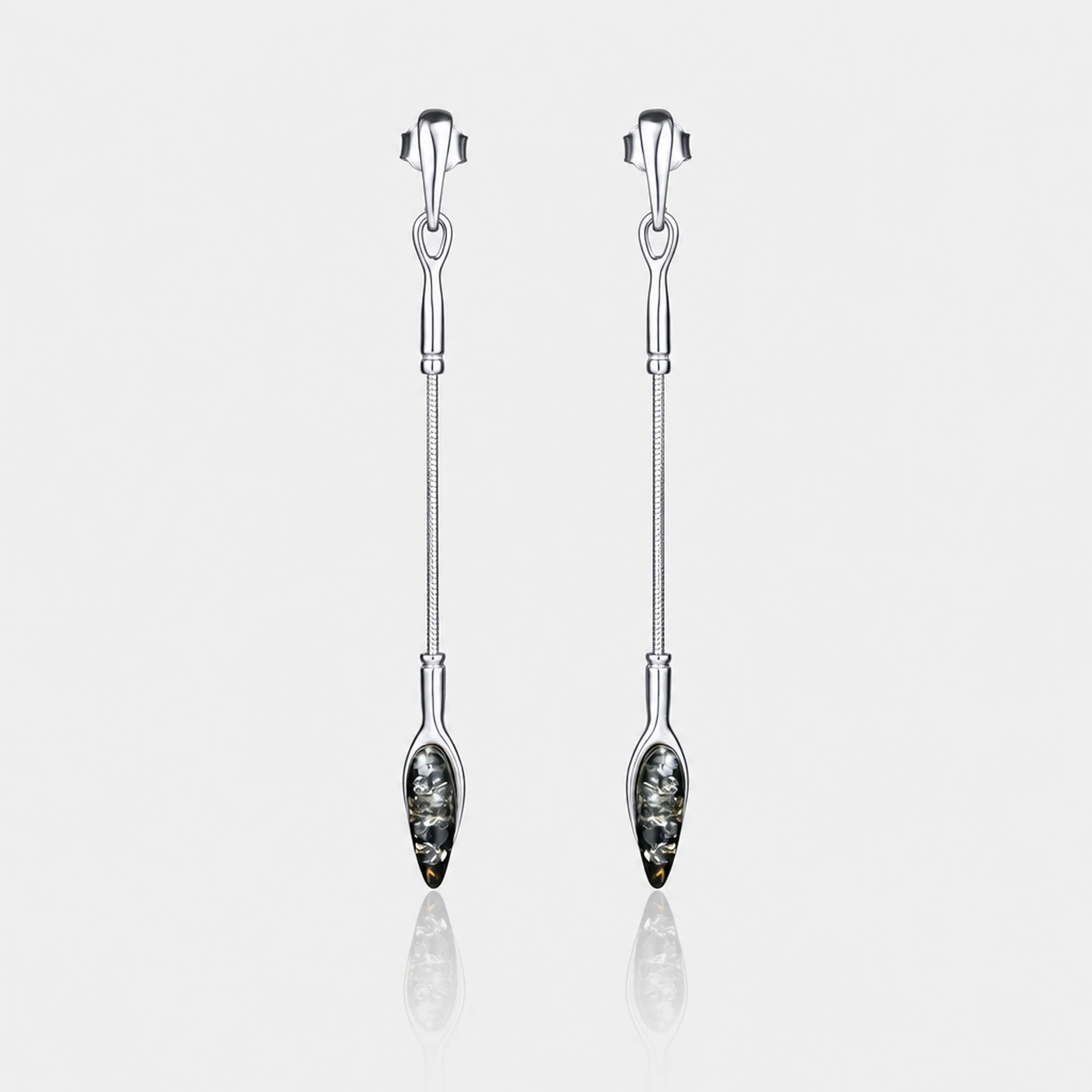 Dream silver earrings with green amber, Silver, Amber, Amber earrings