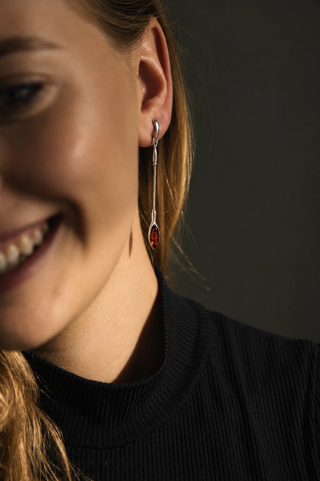 Dream silver earrings with amber, Silver, Amber, Amber earrings