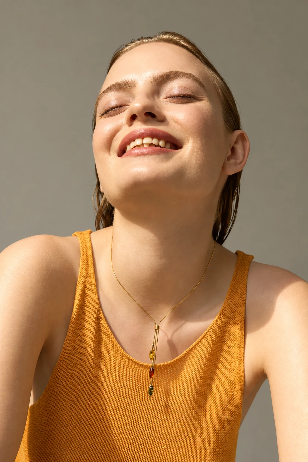 Dream gold necklace, Gold-plated, Amber, Amber necklaces