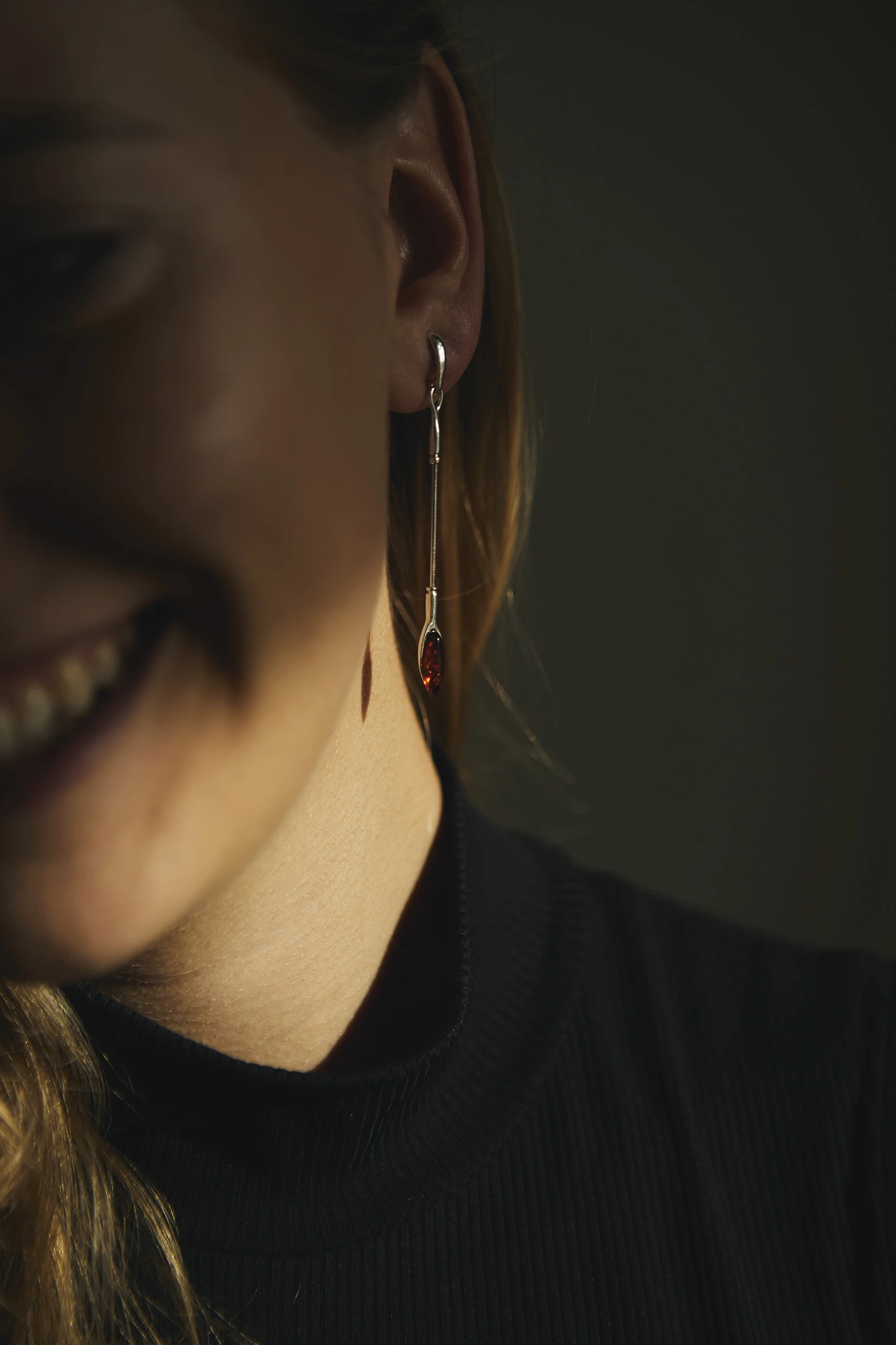 Thumbnail of Dream silver earrings with amber