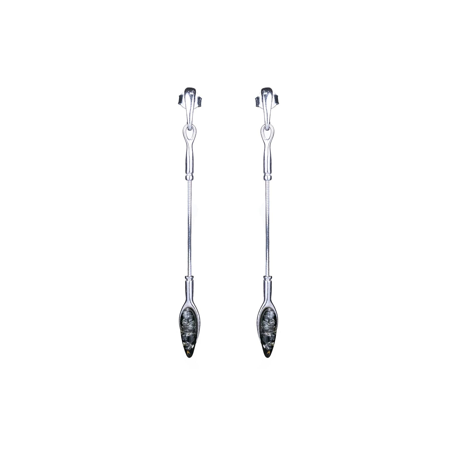 Dream silver earrings with green amber