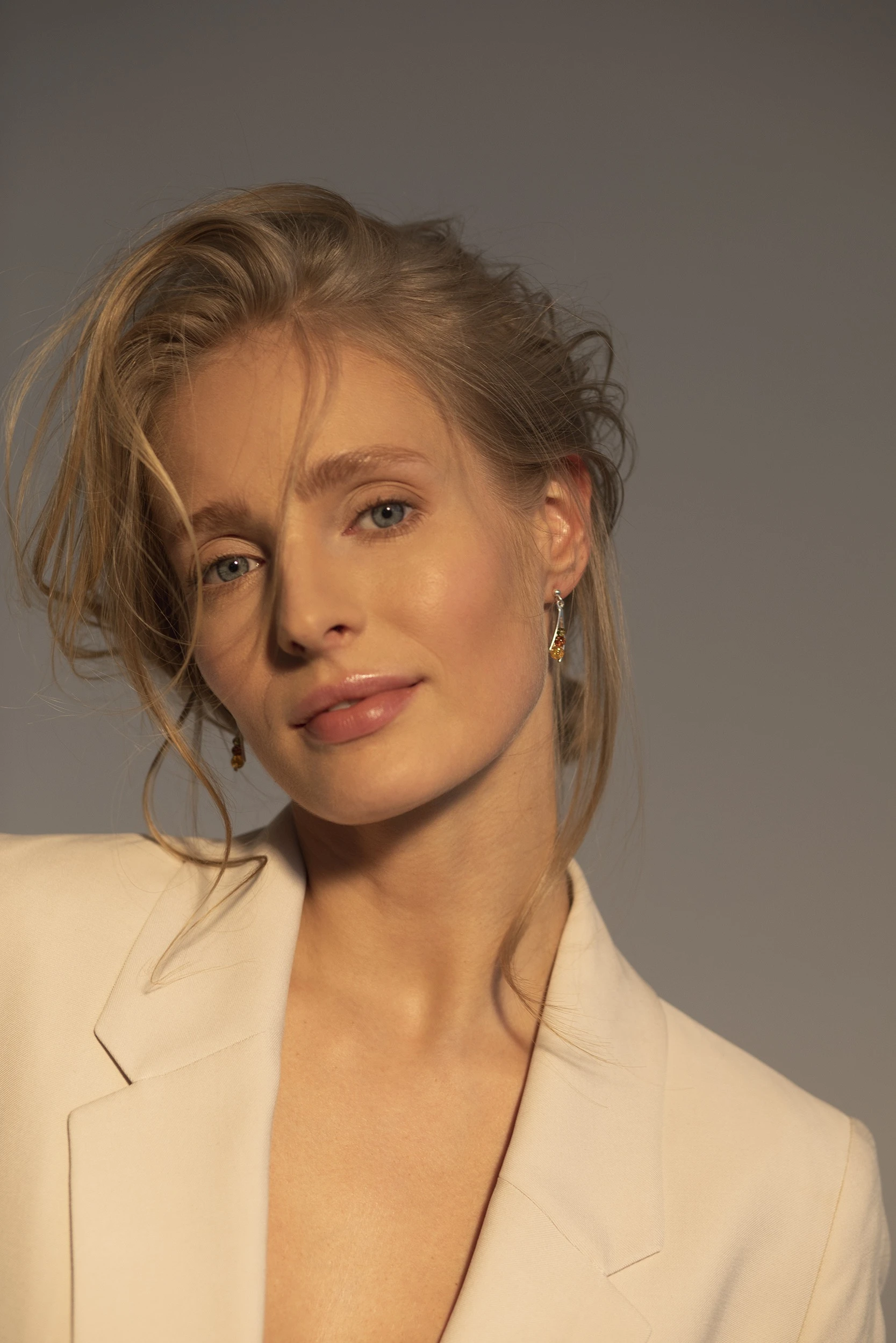 Thumbnail of Emily silver earrings with amber