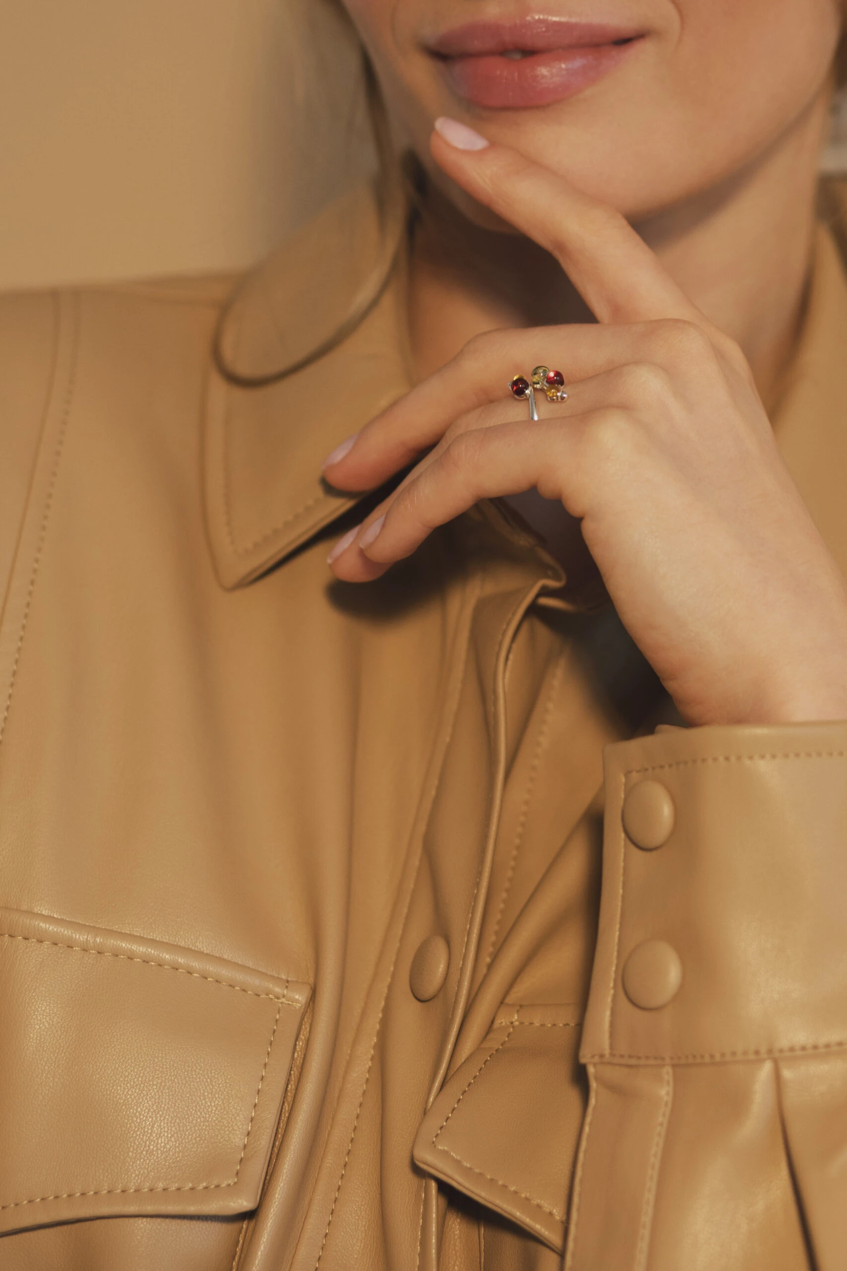 Thumbnail of Emily silver ring with amber