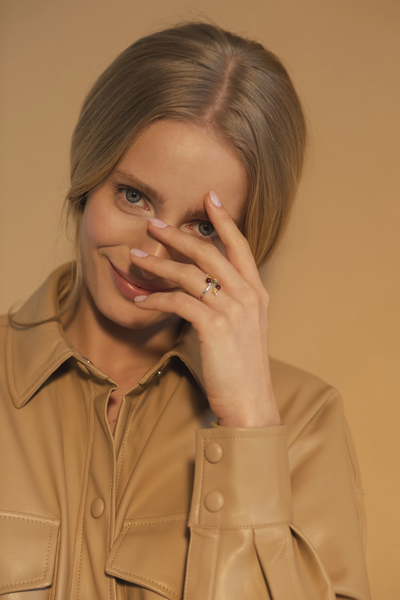 Thumbnail of Emily silver ring with amber