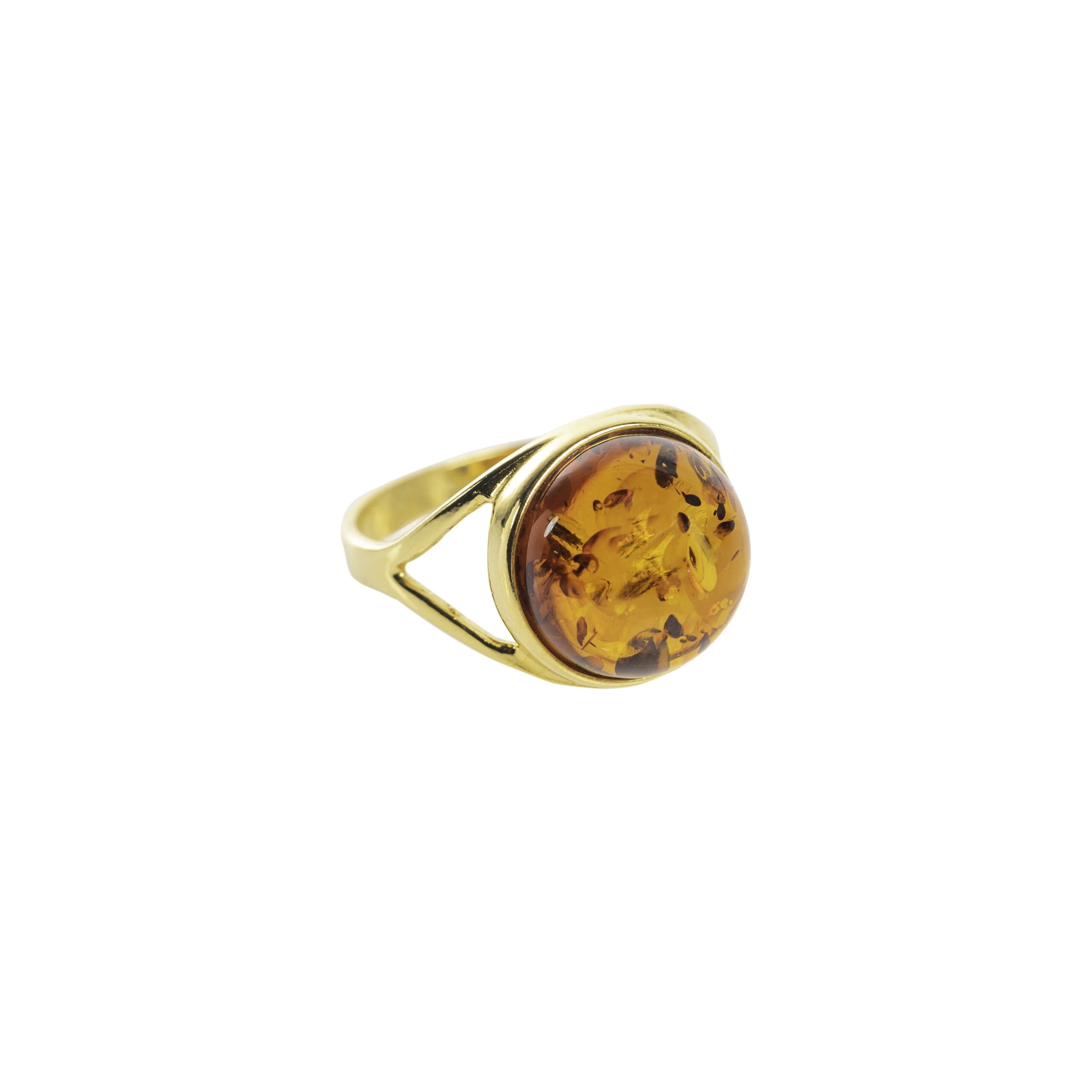 Emma gold ring with cognac amber