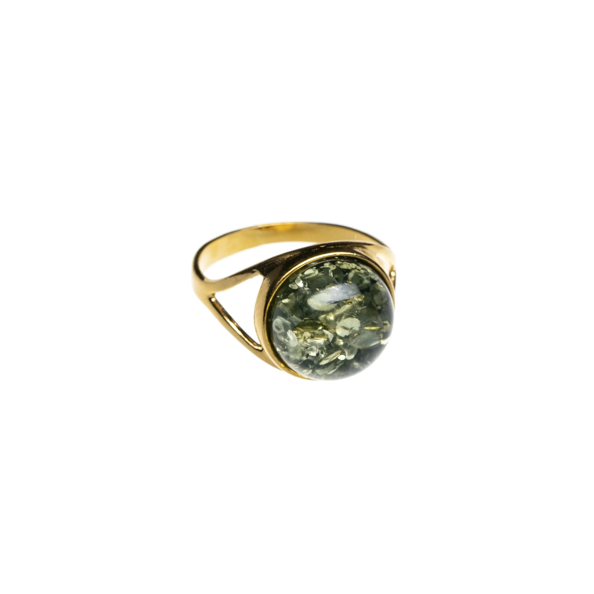 Thumbnail of Emma gold ring with green amber