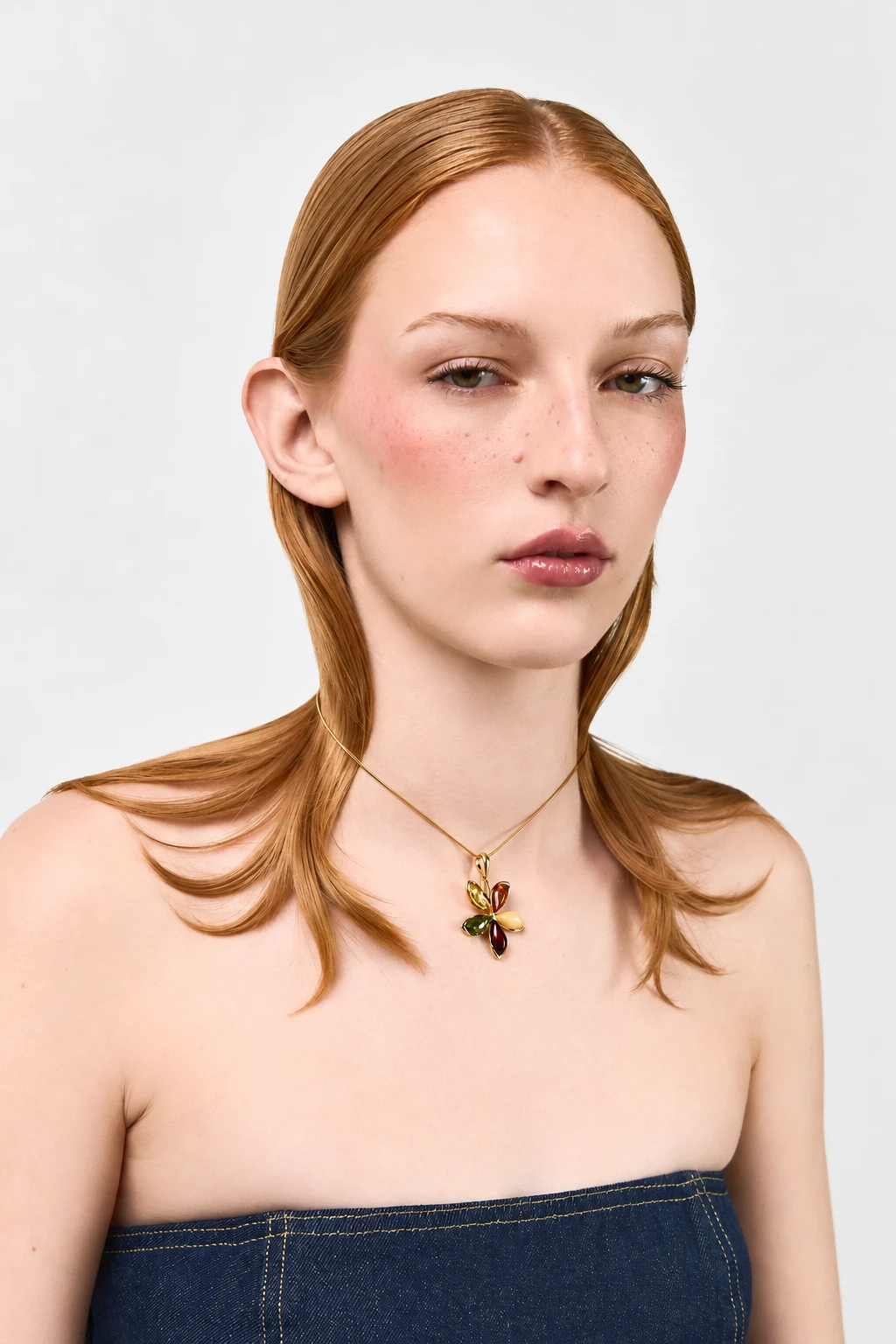 Flore necklace in gold, Gold-plated, Amber, Amber necklaces