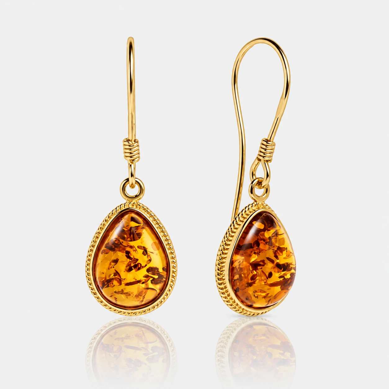 Florence guld øreringe med cognac amber