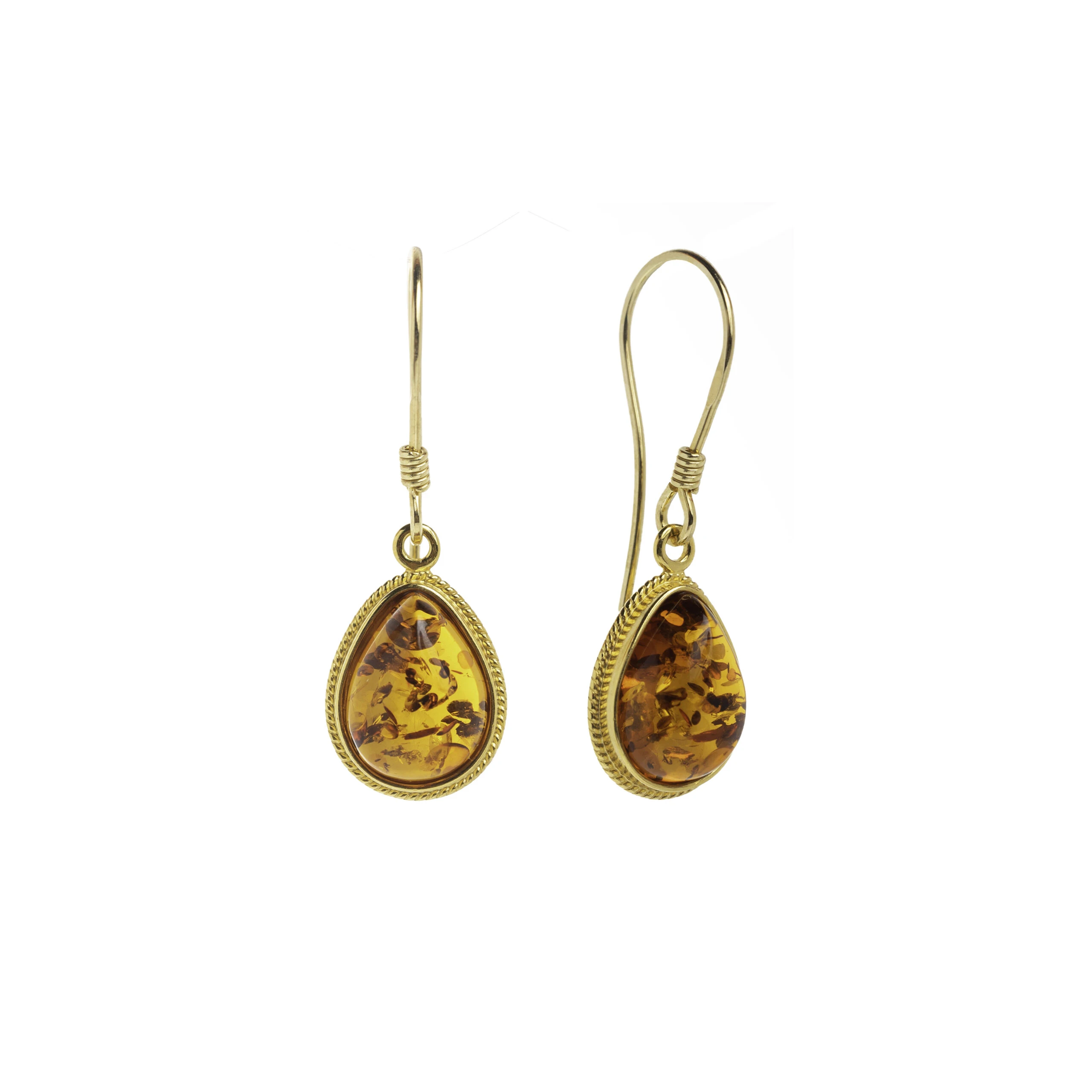 Florence gold earrings with cognac amber