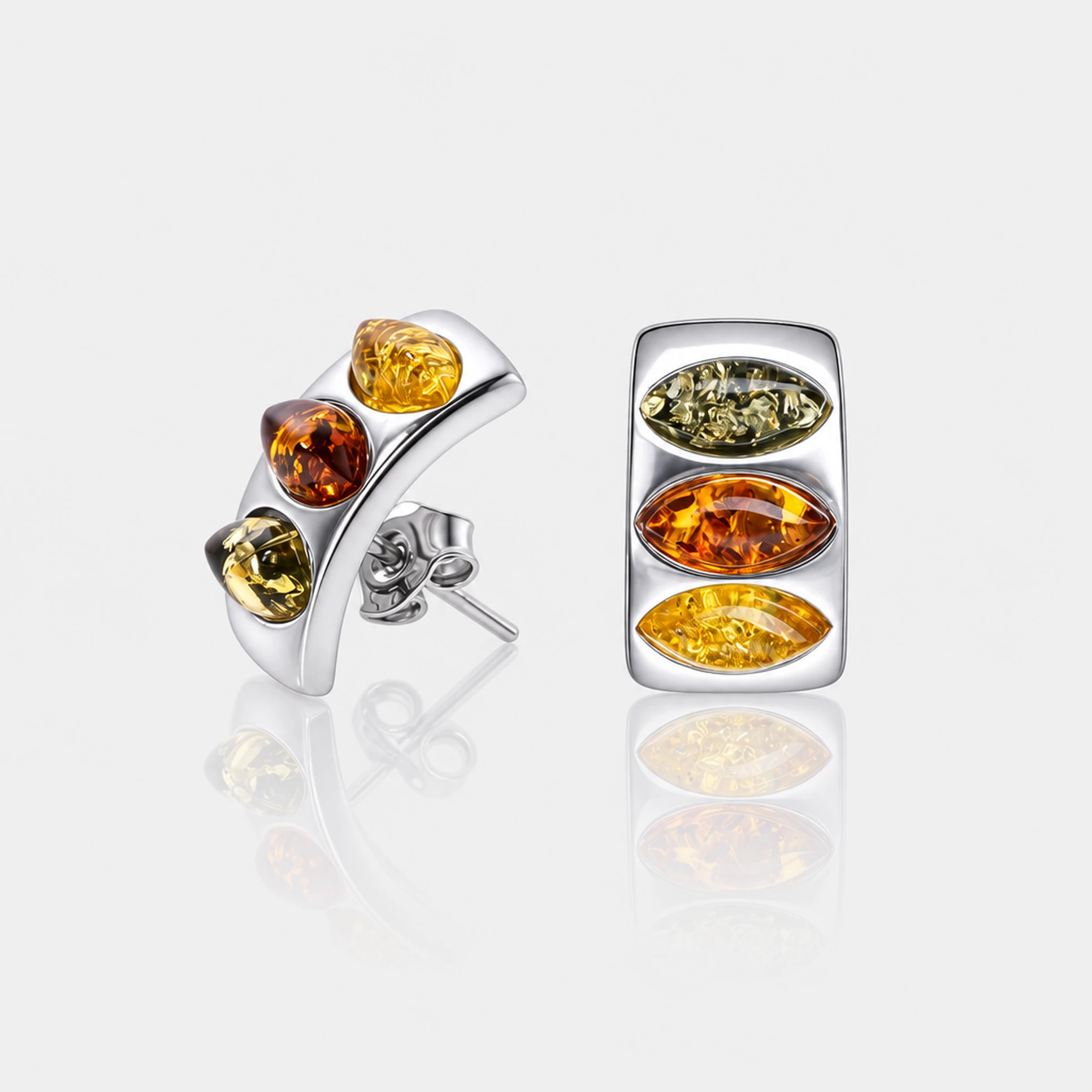 Glory silver earrings with amber, Silver, Amber, Amber earrings