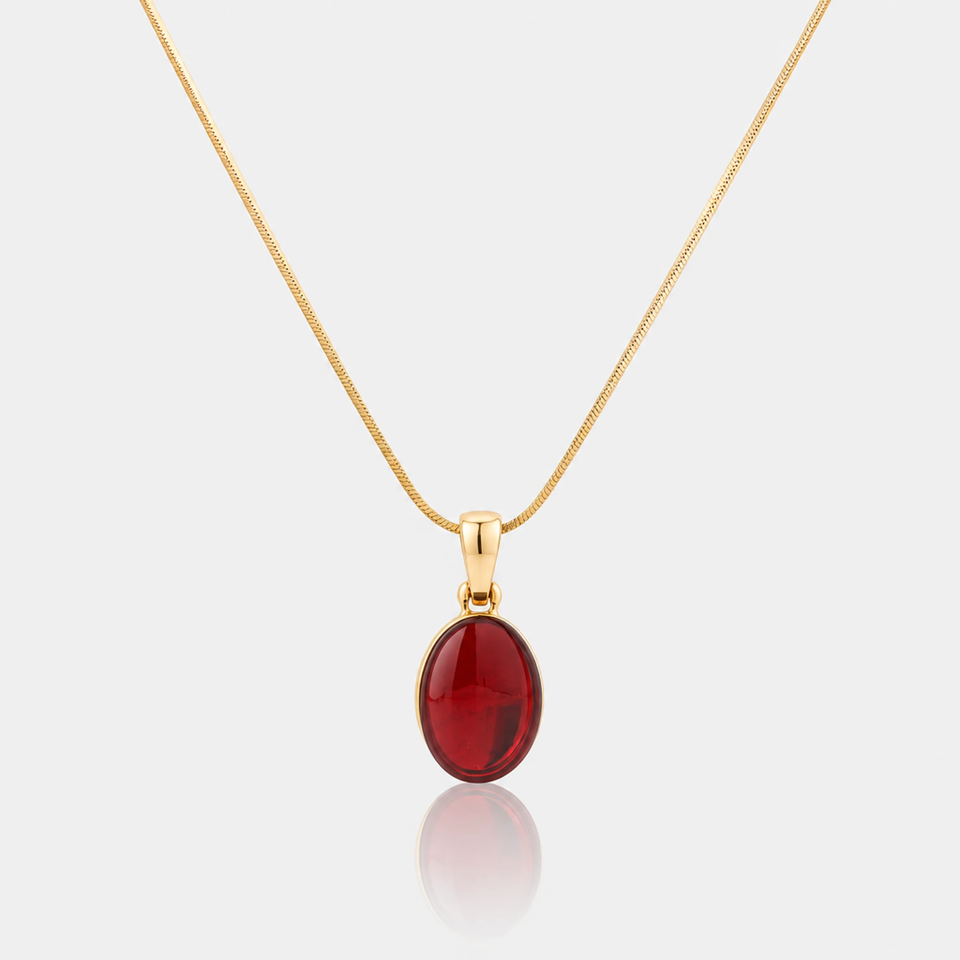 Carmen necklace in gold with red amber, Gold-plated, Amber, Amber necklaces