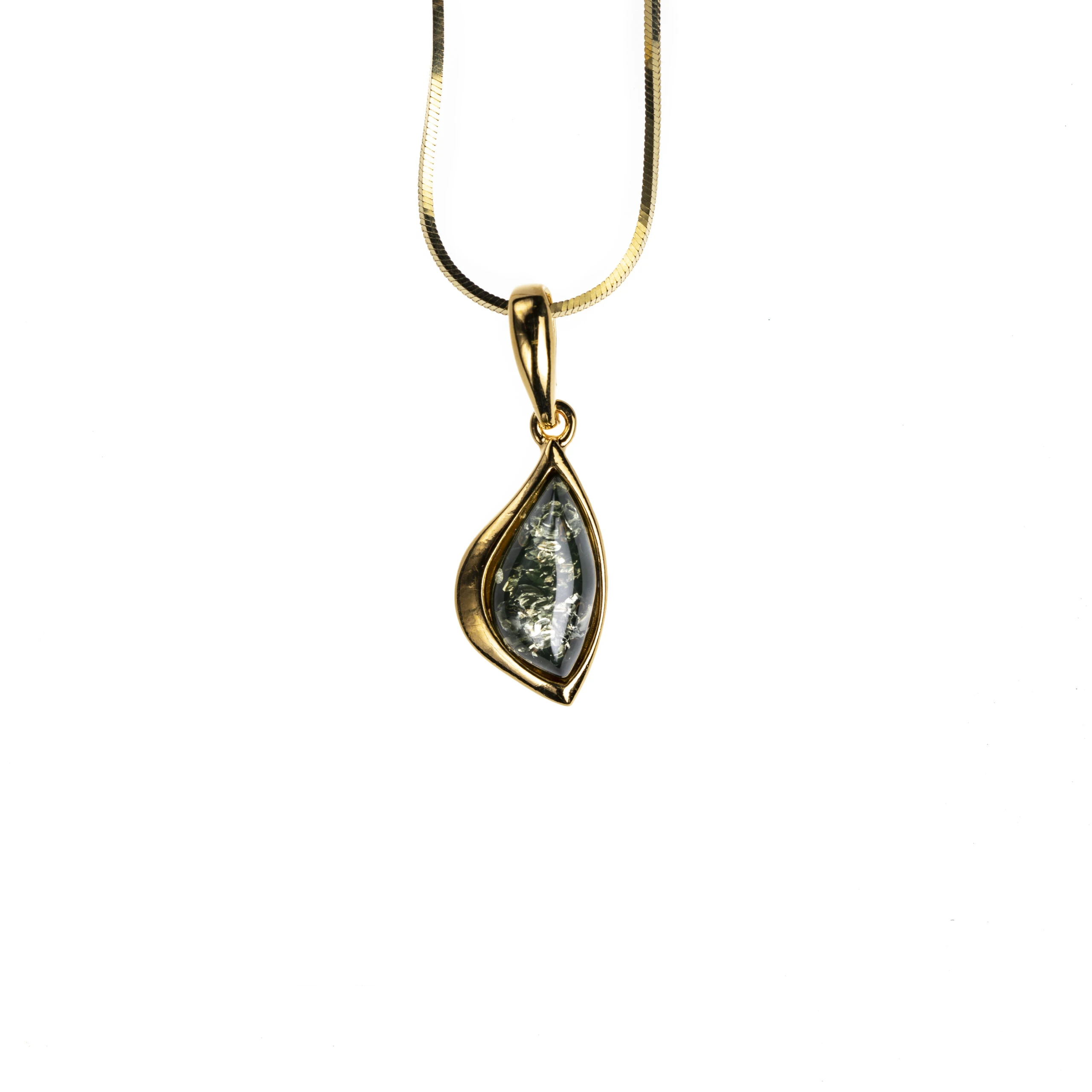Gold necklace with green amber