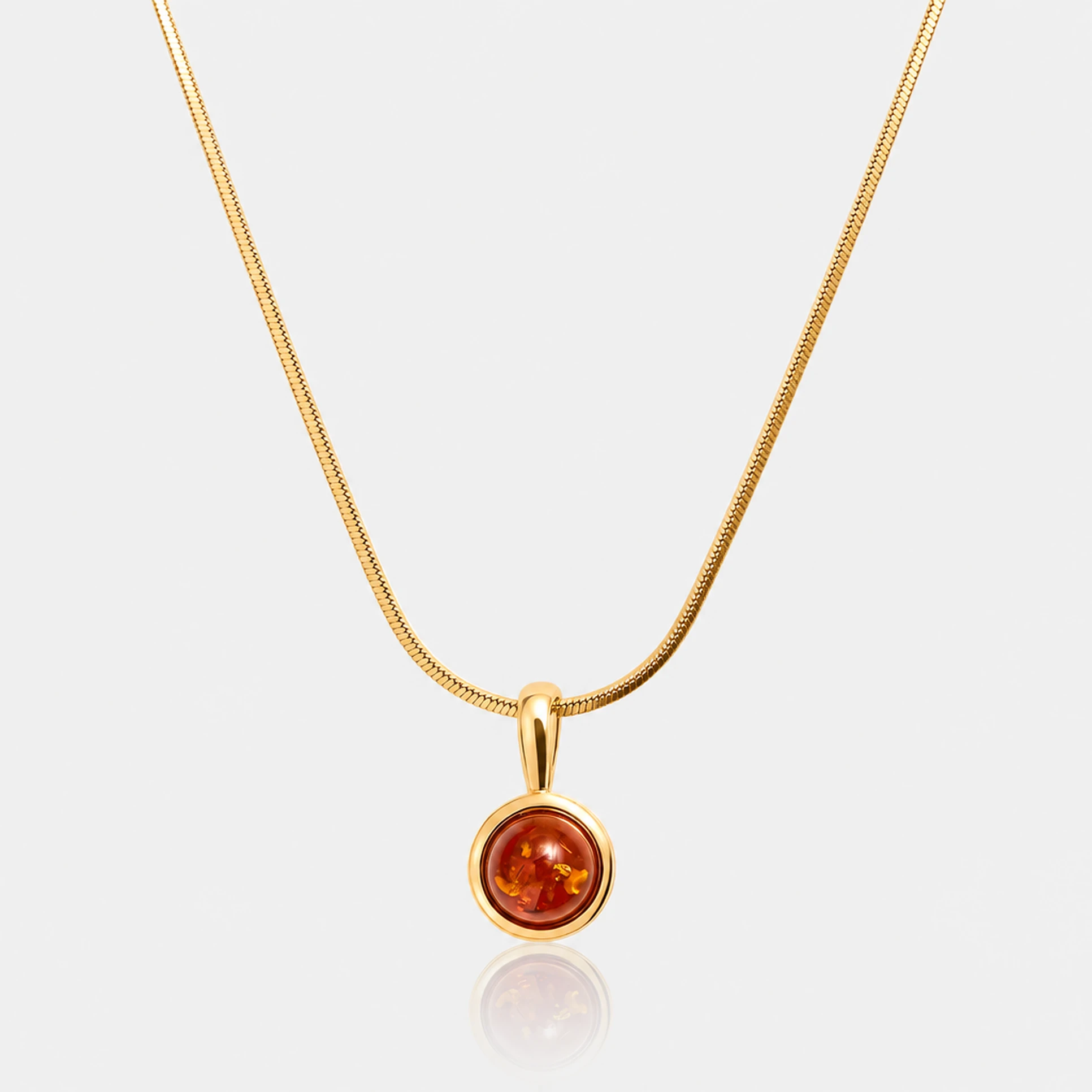 Grace necklace in gold with cognac amber, Gold-plated, Amber, Amber necklaces