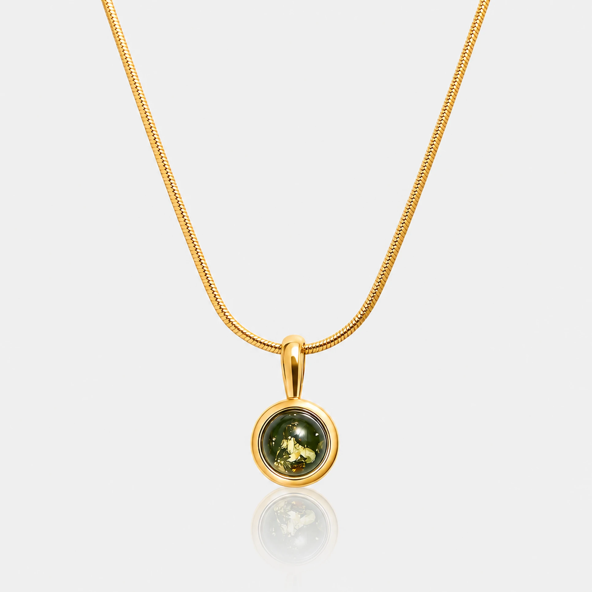 그레이스 목걸이 골드 그린 앰버