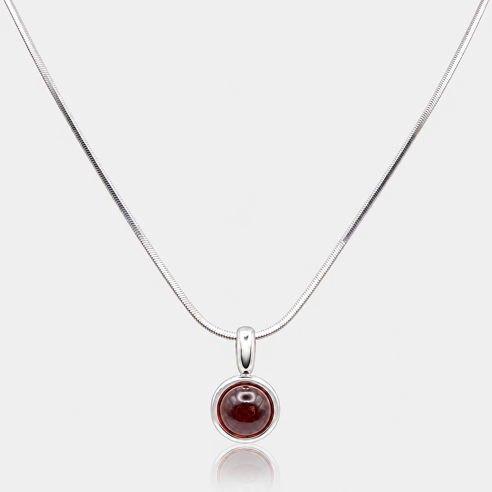 Collar Grace de ámbar cereza en plata